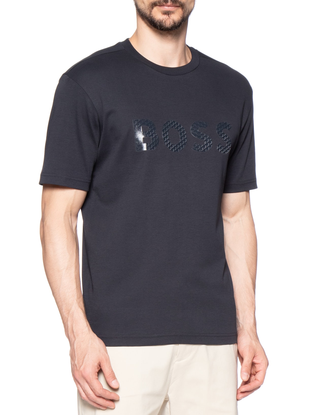 Camiseta Masculina Manga Curta Ts Mirror Azul Boss