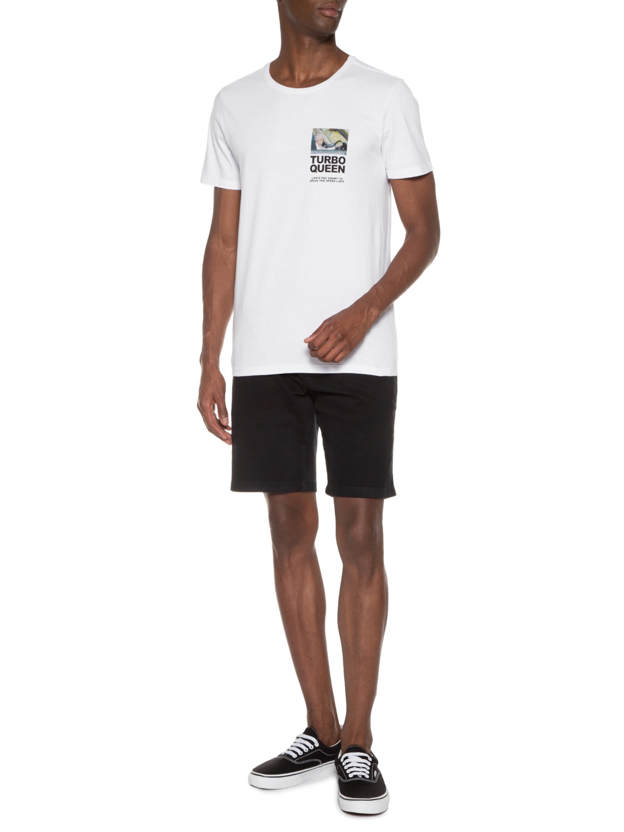 Camiseta Masculina Manga Curta Turbo Queen Branco Sergio K