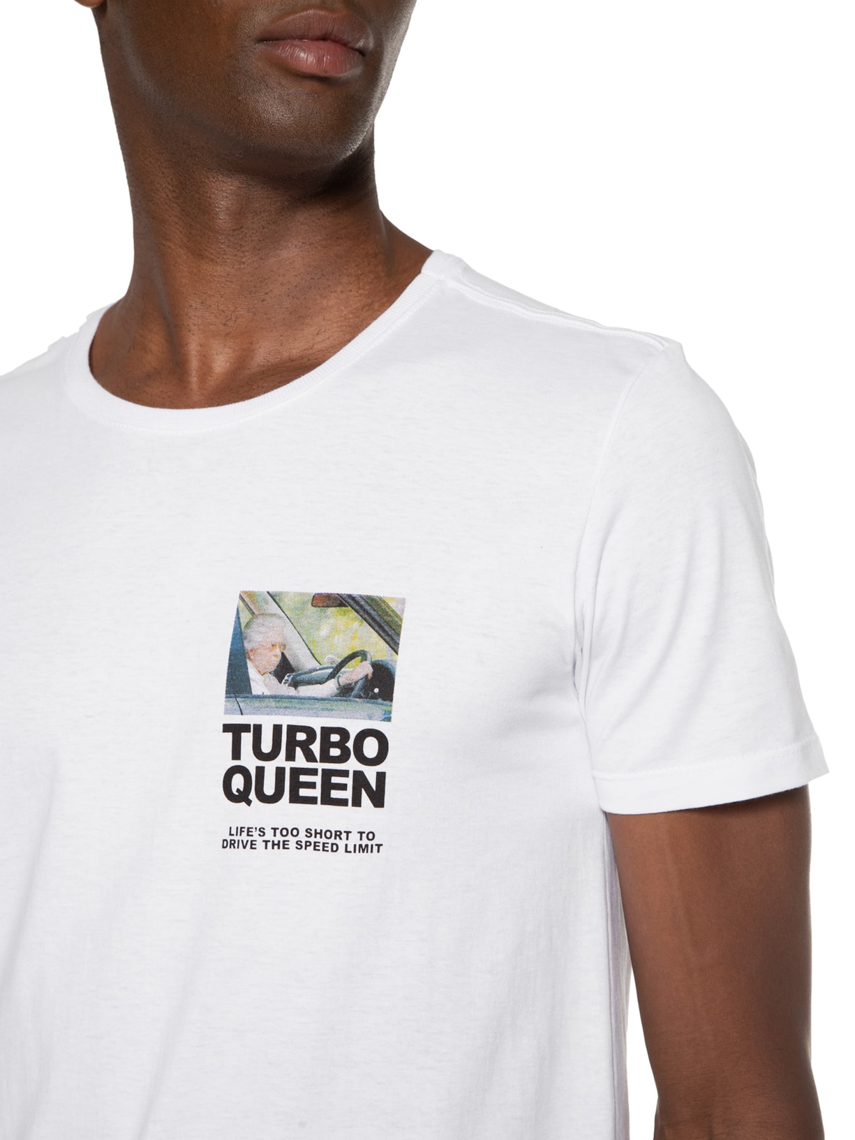 Camiseta Masculina Manga Curta Turbo Queen Branco Sergio K