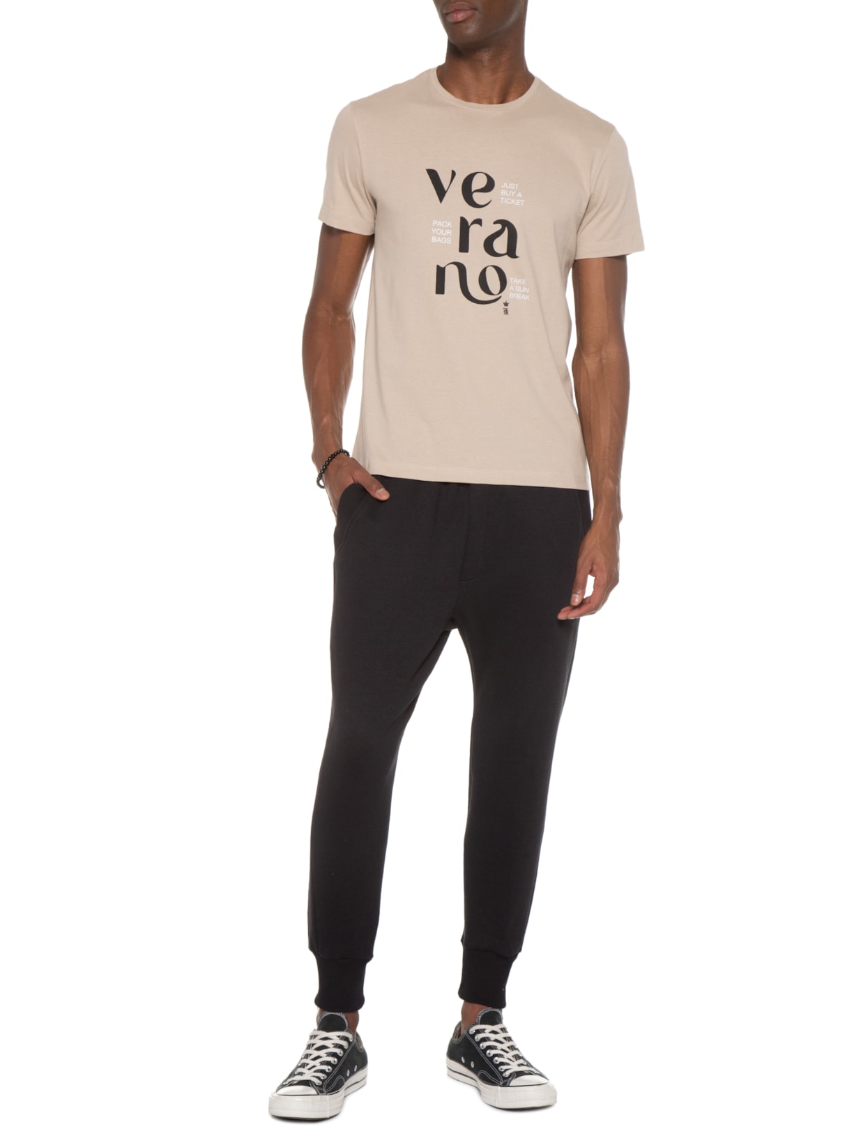 Camiseta Masculina Manga Curta Verano Bege Sergio K