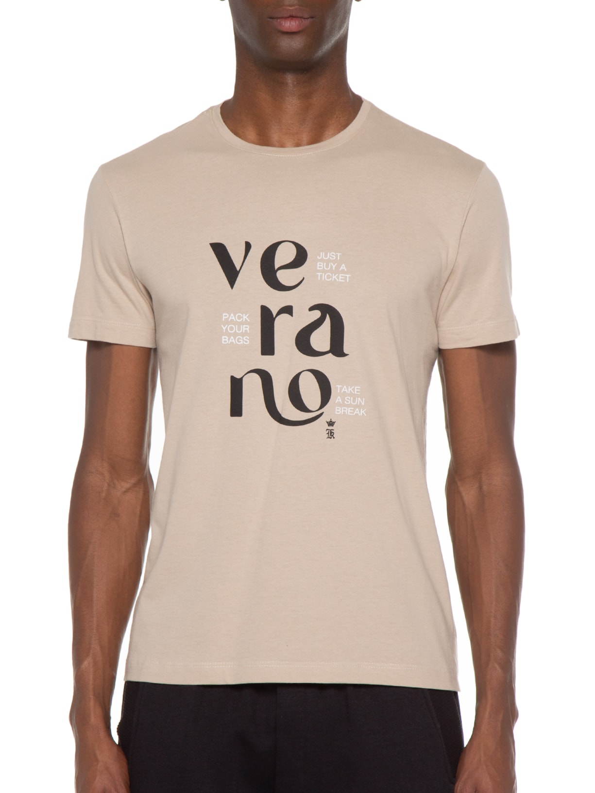 Camiseta Masculina Manga Curta Verano Bege Sergio K