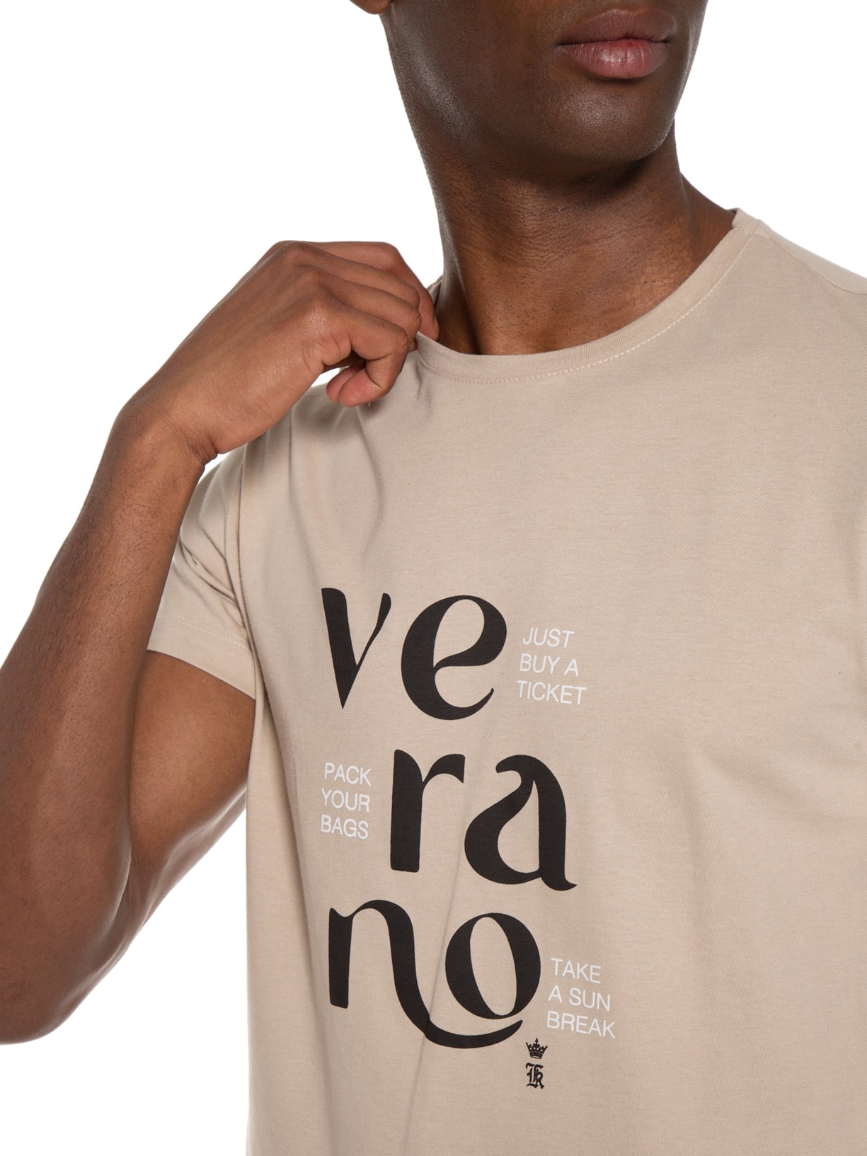 Camiseta Masculina Manga Curta Verano Bege Sergio K