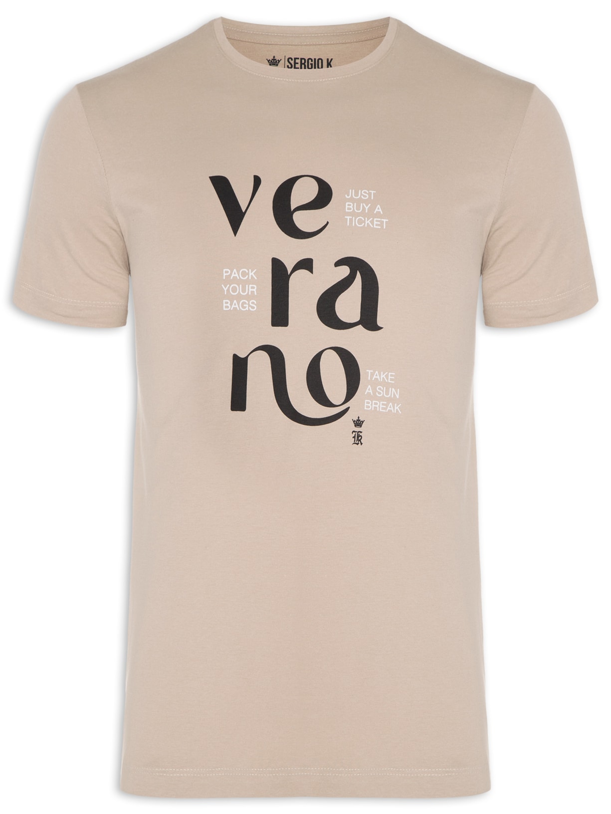 Camiseta Masculina Manga Curta Verano Bege Sergio K