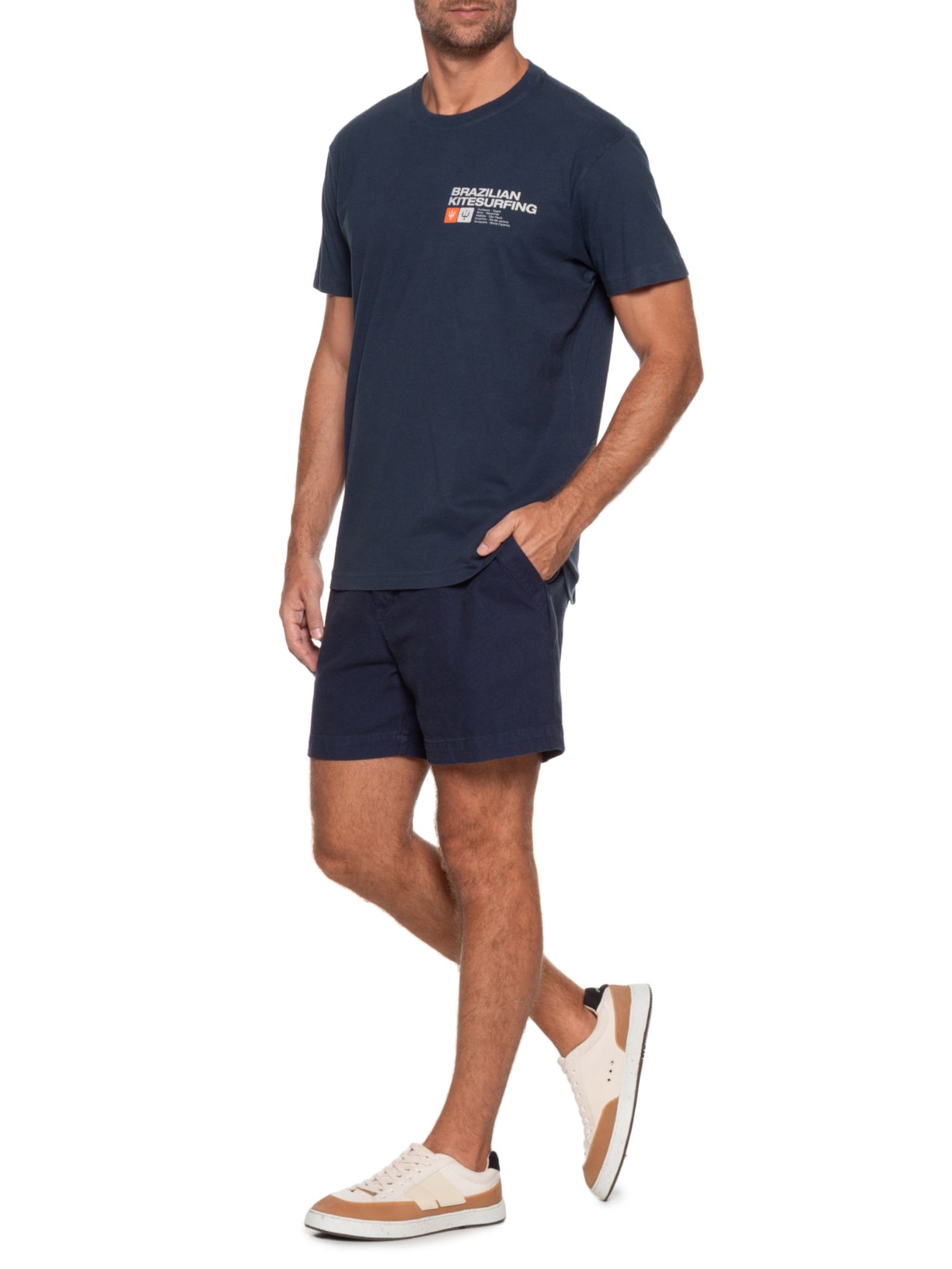 Camiseta Masculina Manga Curta Vintage Brazilian Kitesurfing  Azul Osklen