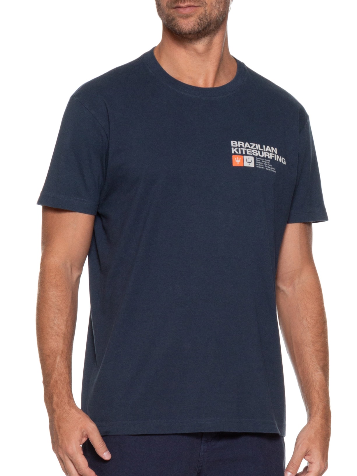 Camiseta Masculina Manga Curta Vintage Brazilian Kitesurfing  Azul Osklen