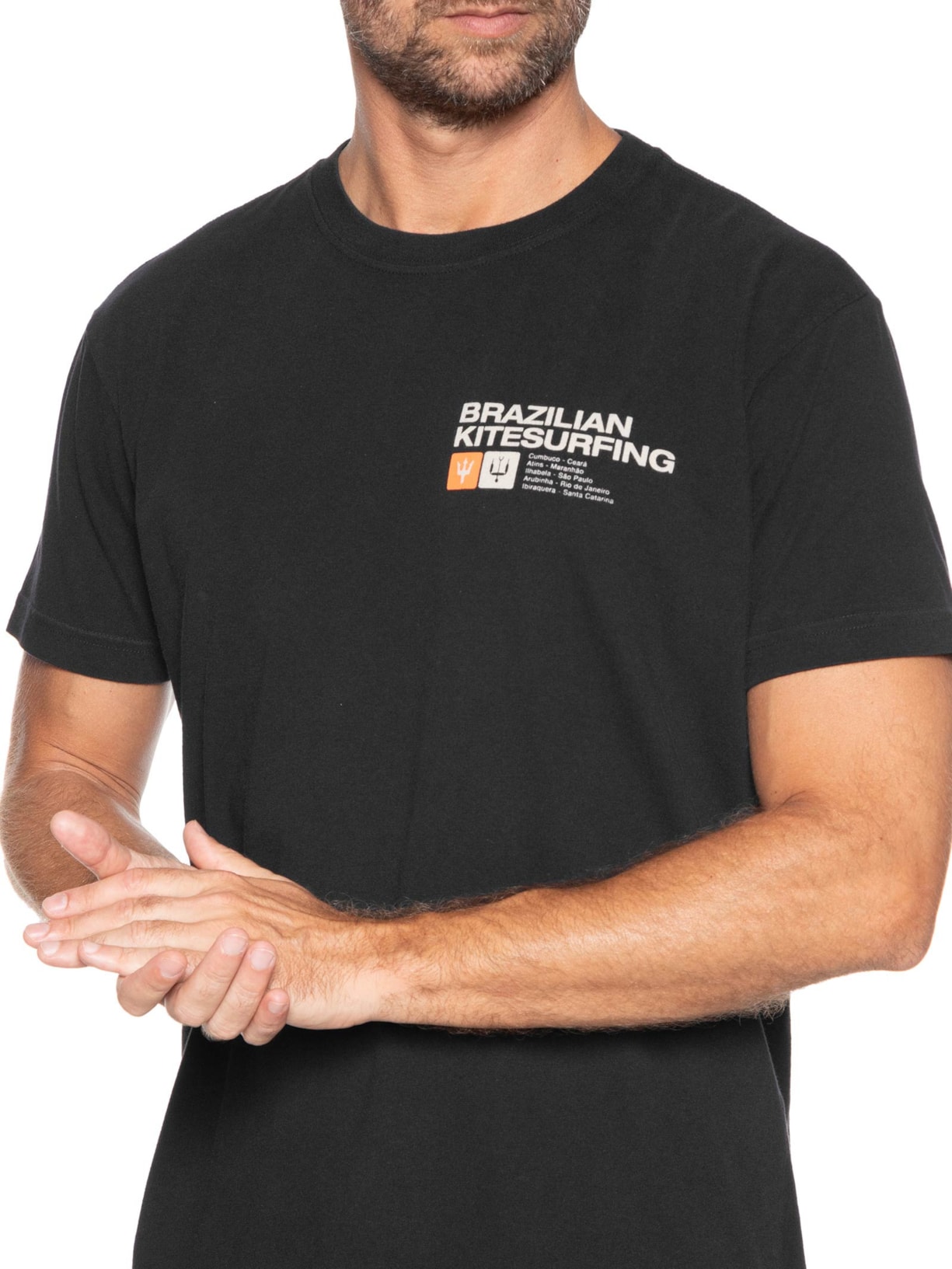 Camiseta Masculina Manga Curta Vintage Brazilian Kitesurfing Mc Preto Osklen