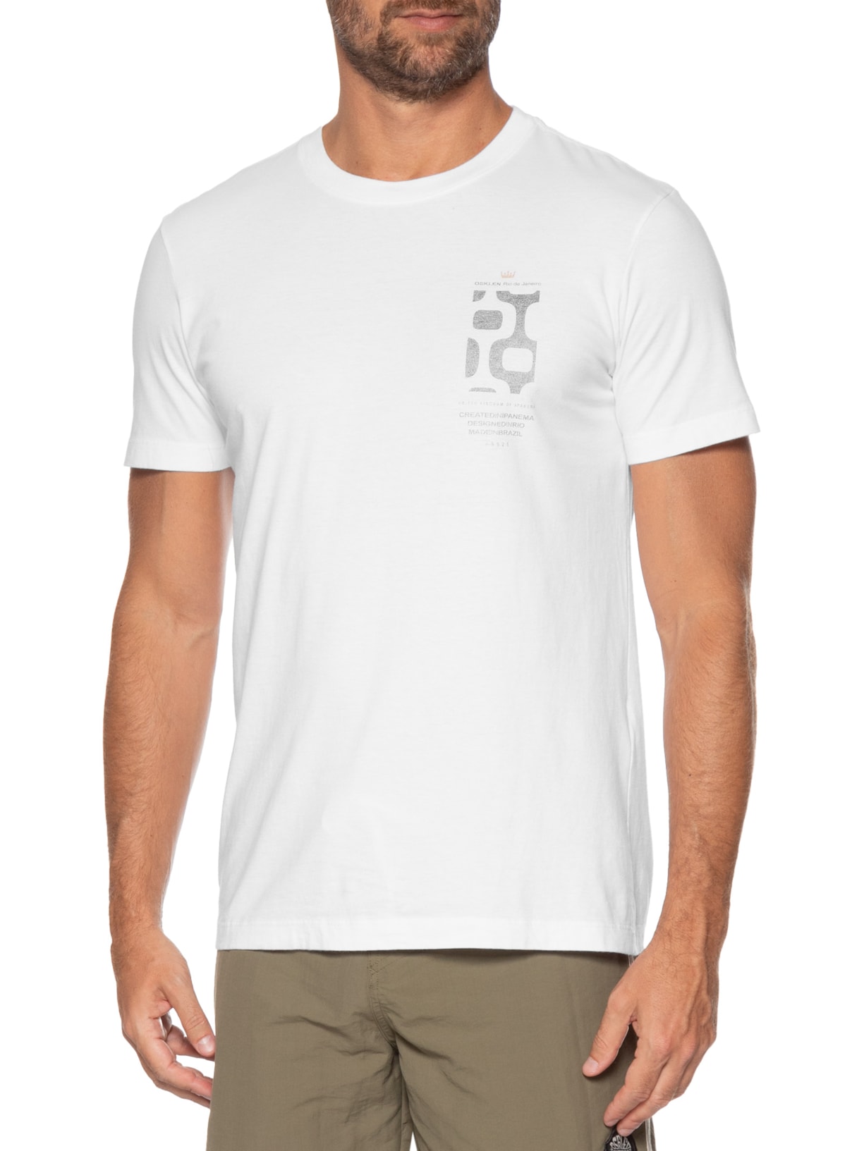 Camiseta Masculina Manga Curta Vintage Calçadão Branco Osklen