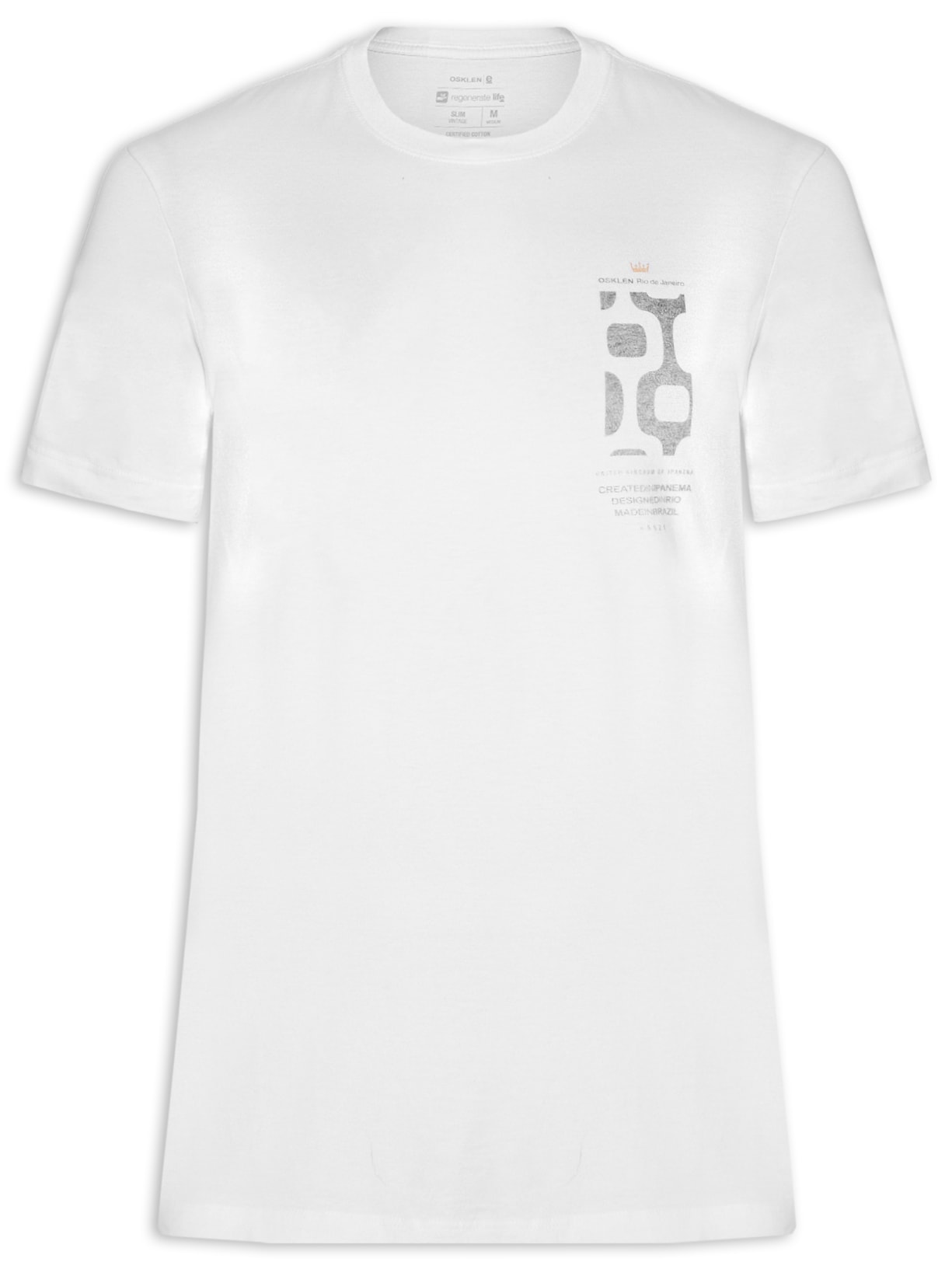 Camiseta Masculina Manga Curta Vintage Calçadão - Branco