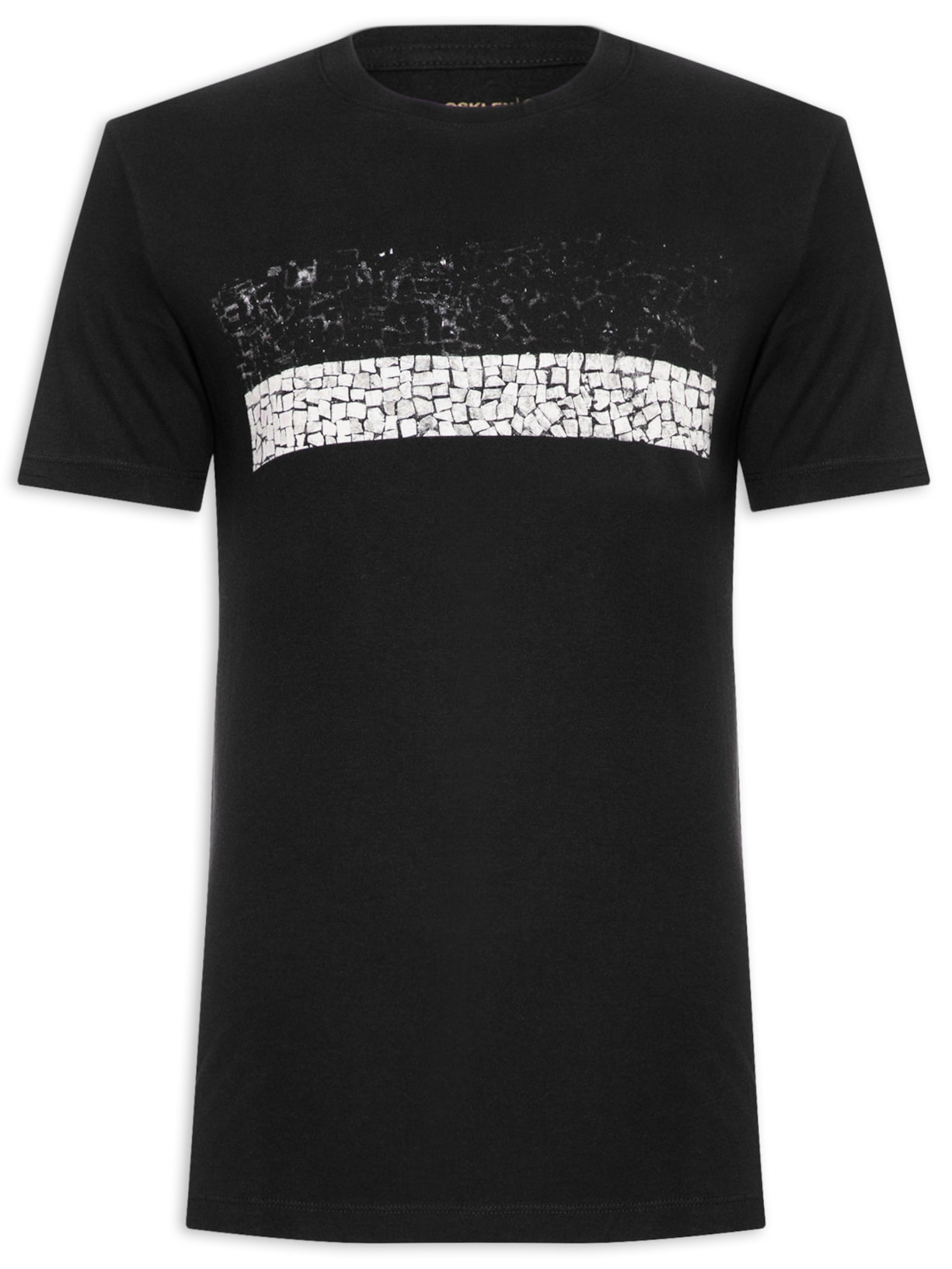 Camiseta Masculina Manga Curta Vintage Calçadão Listrado - Preto