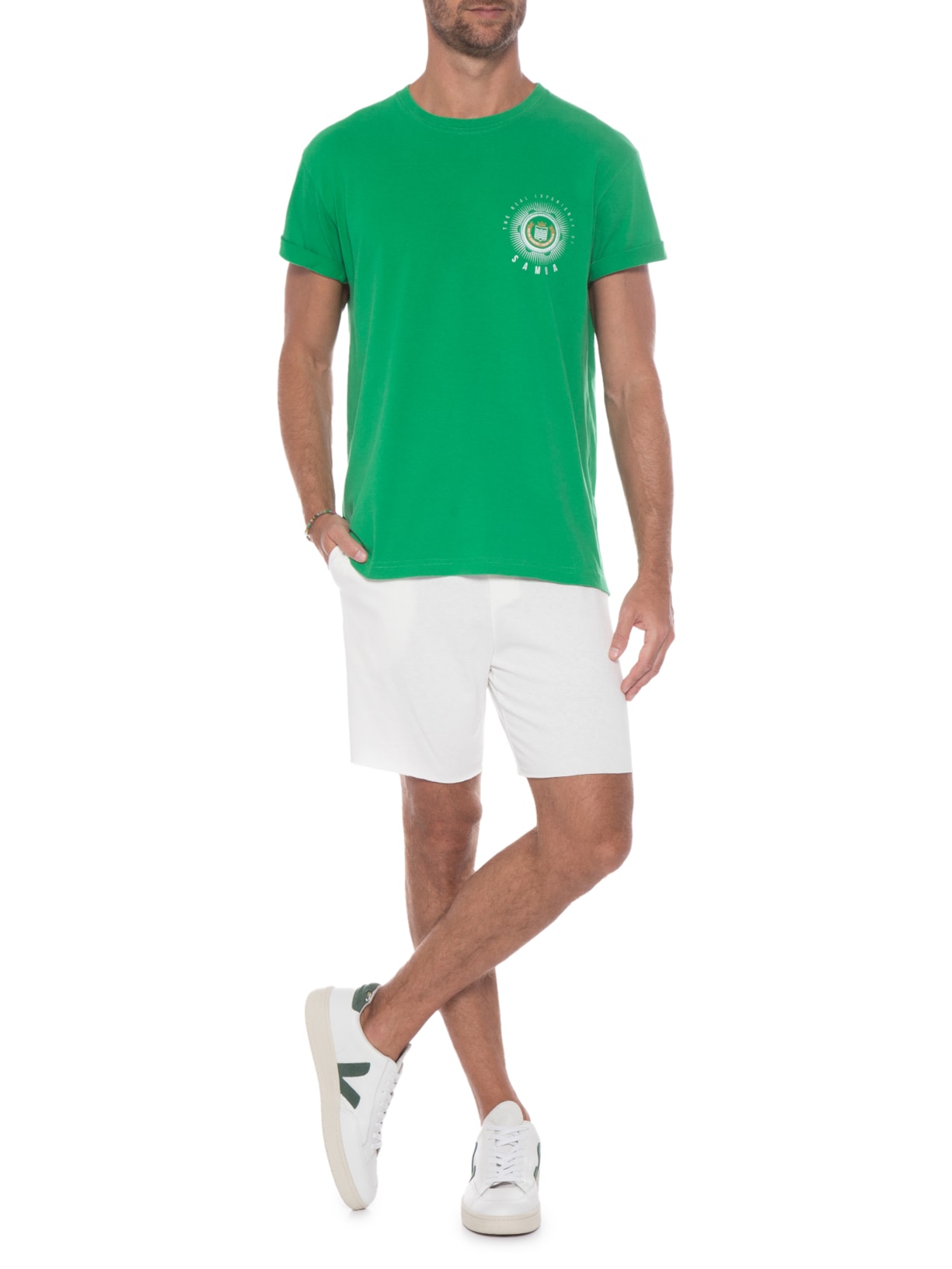 Camiseta Masculina Manga Curta Vintage Carnaval Badge Verde Osklen
