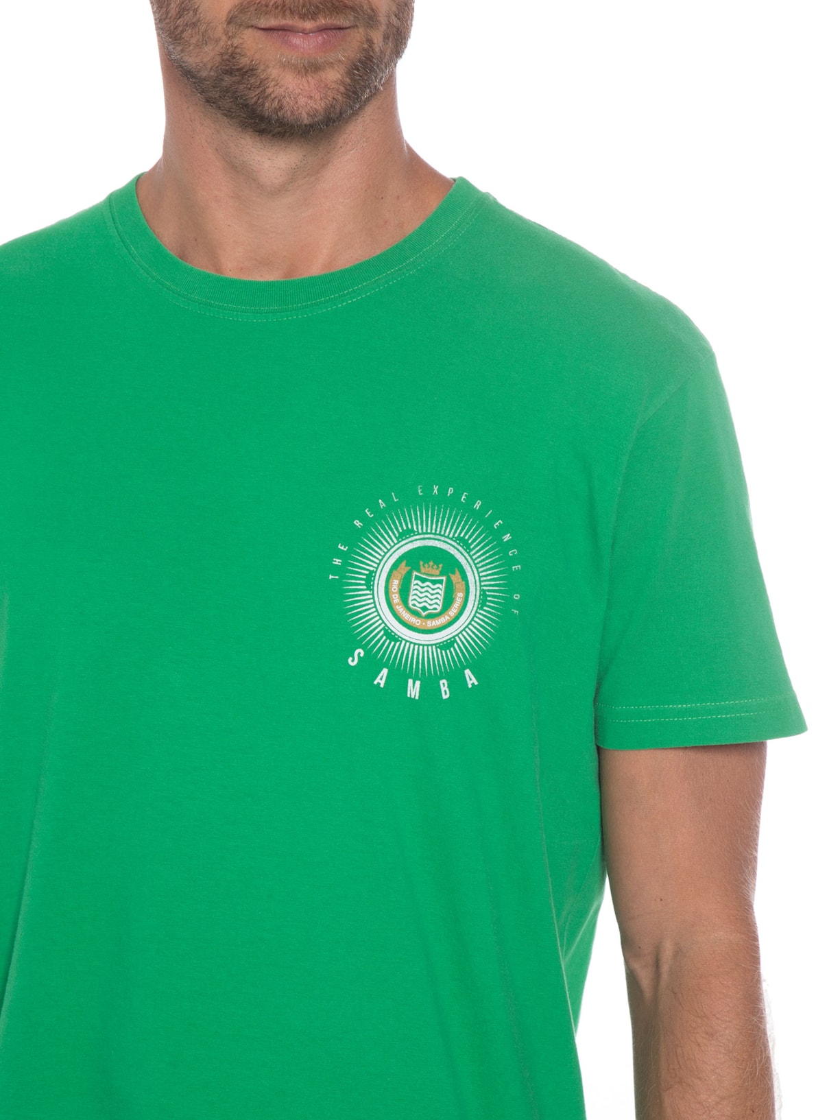 Camiseta Masculina Manga Curta Vintage Carnaval Badge Verde Osklen