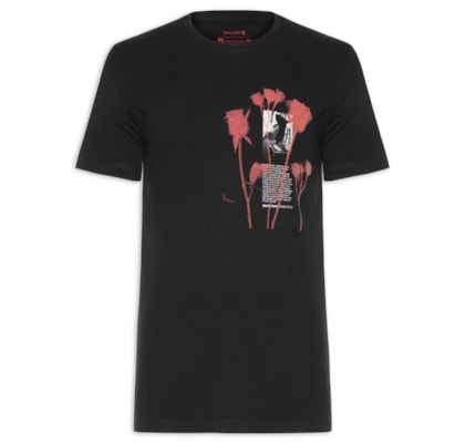 Camiseta Masculina Manga Curta Vintage City Rose - Preto