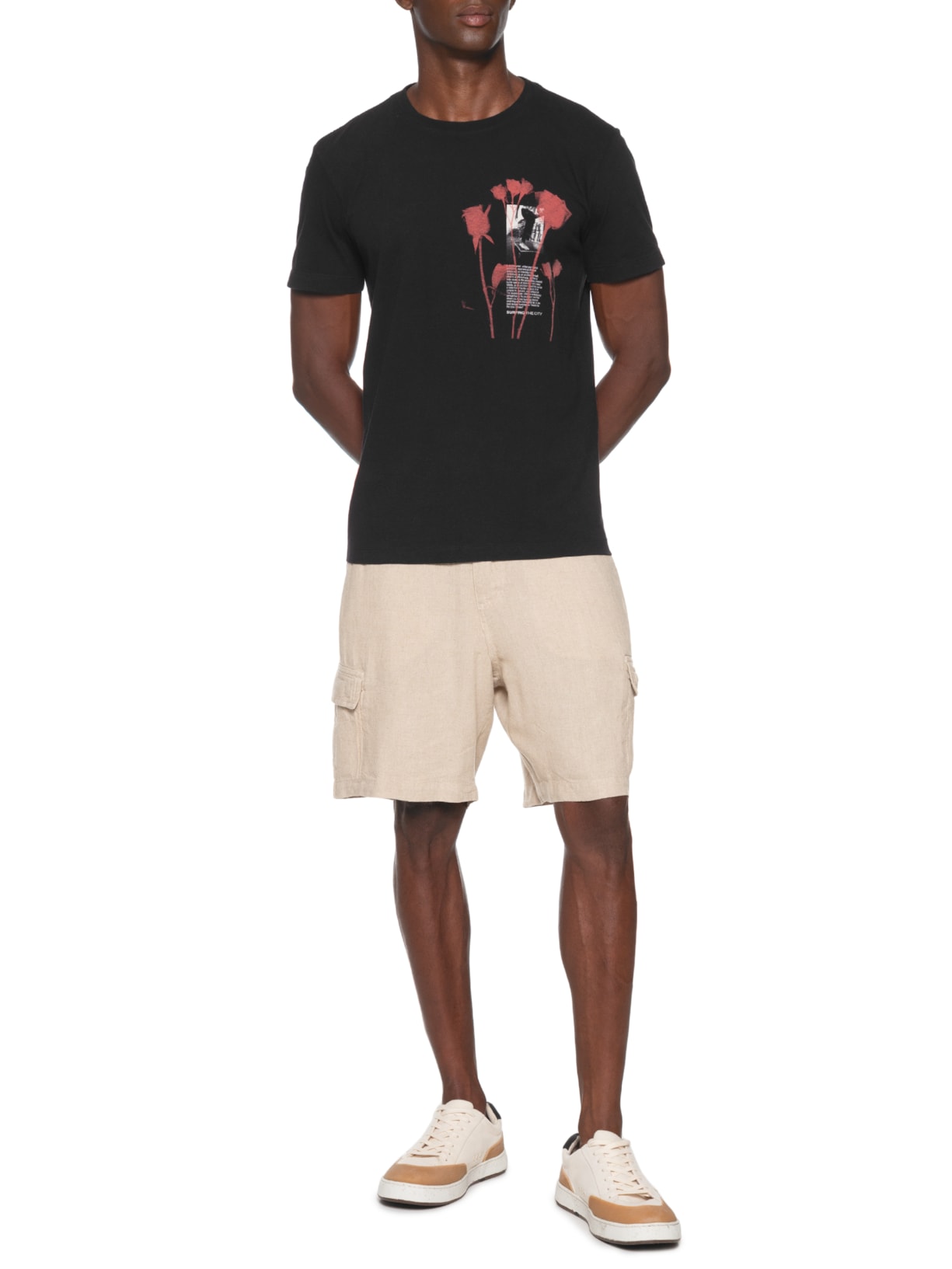 Camiseta Masculina Manga Curta Vintage City Rose Preto Osklen