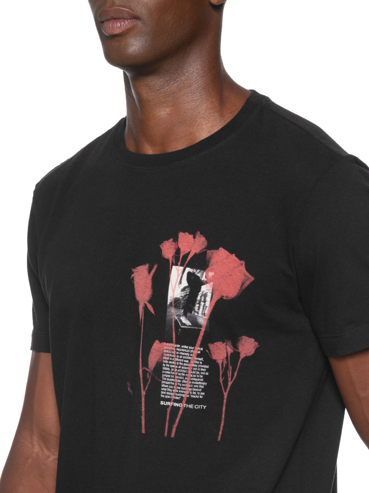 Camiseta Masculina Manga Curta Vintage City Rose Preto Osklen