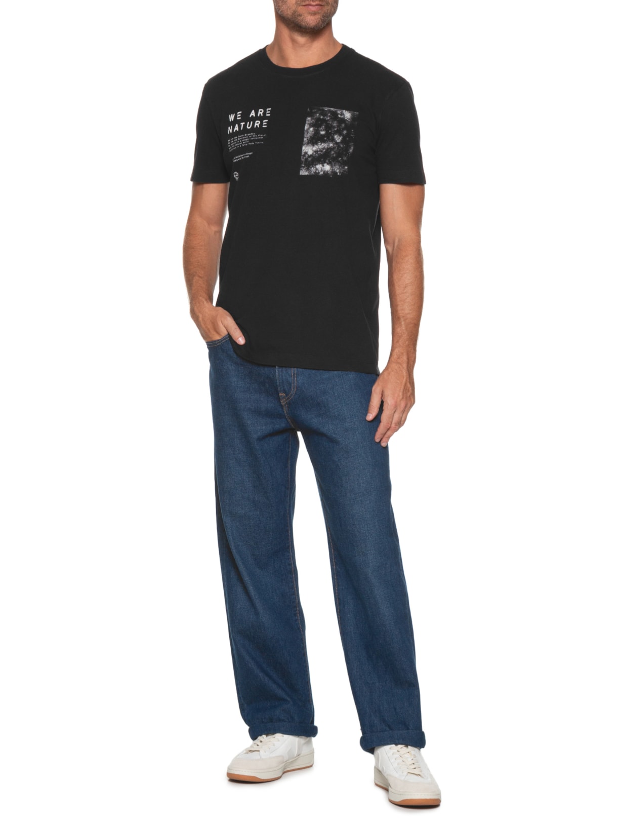 Camiseta Masculina Manga Curta Vintage Fungi Preto Osklen