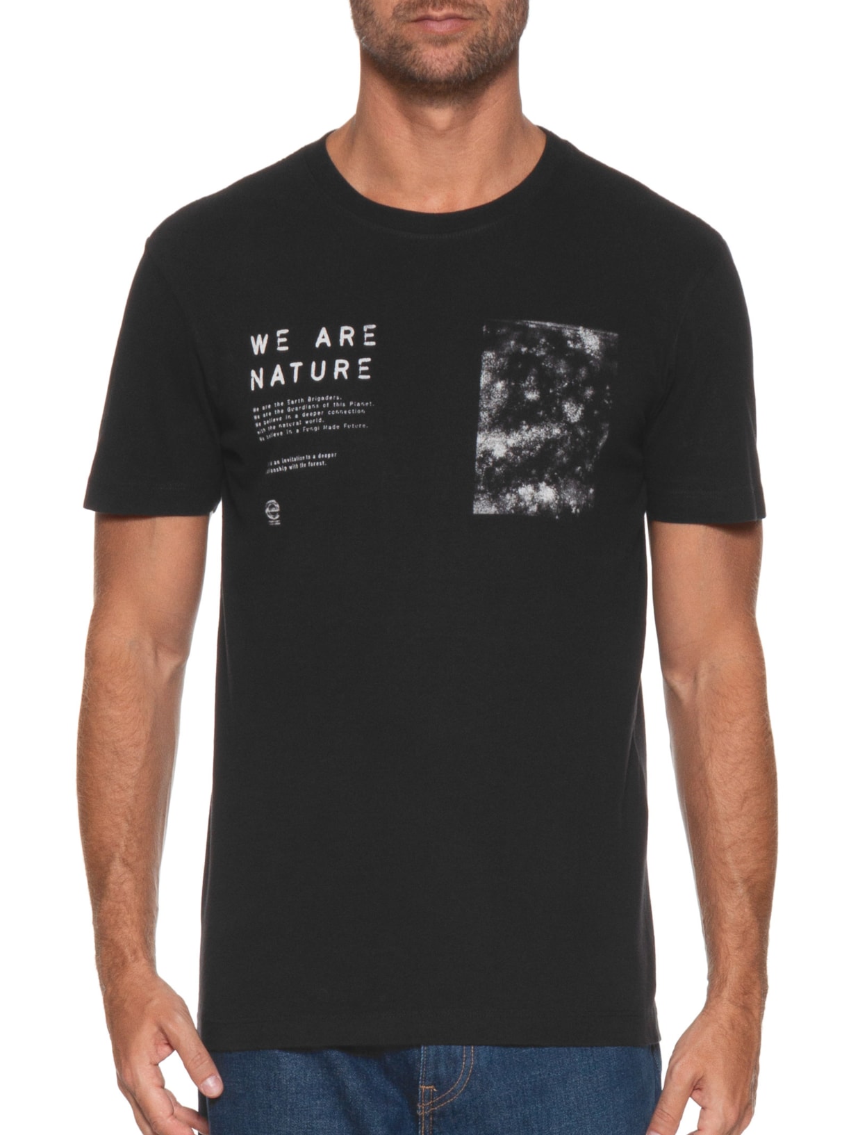 Camiseta Masculina Manga Curta Vintage Fungi Preto Osklen