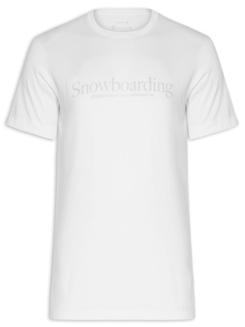 Camiseta Masculina Manga Curta Vintage Gola Careca Snowboarding Type - Branco