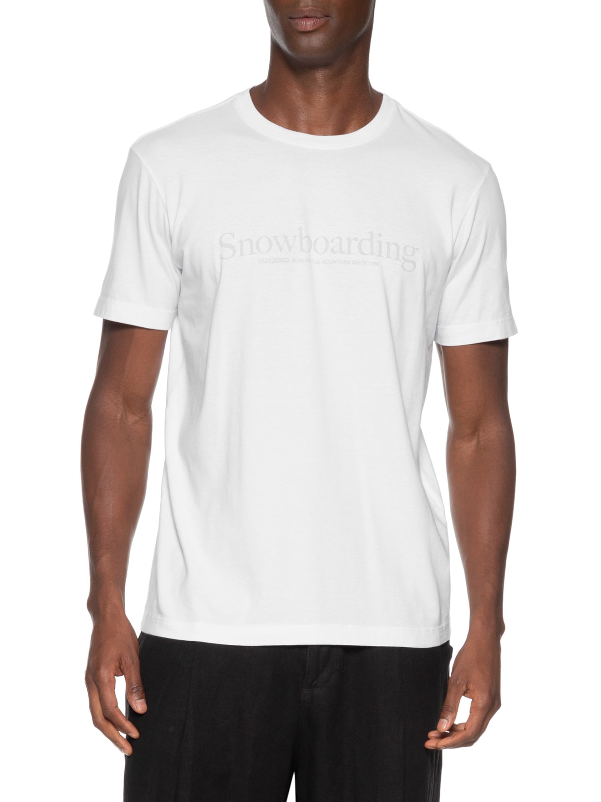Camiseta Masculina Manga Curta Vintage Gola Careca Snowboarding Type Branco Osklen
