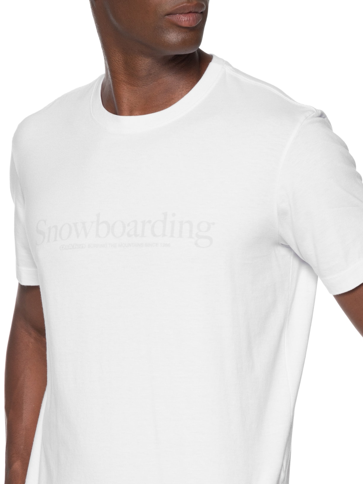 Camiseta Masculina Manga Curta Vintage Gola Careca Snowboarding Type Branco Osklen