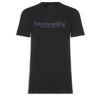 Camiseta Masculina Manga Curta Vintage Gola Careca Snowboarding Type - Preto