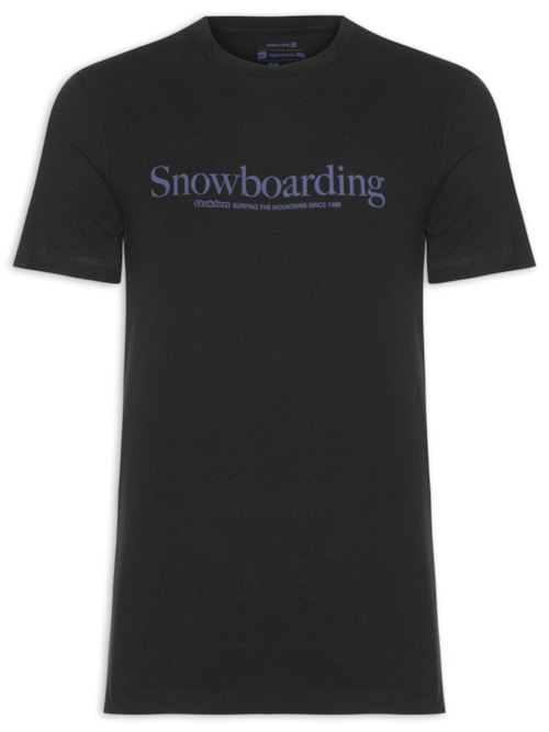 Camiseta Masculina Manga Curta Vintage Gola Careca Snowboarding Type - Preto