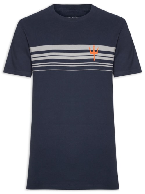 Camiseta Masculina Manga Curta Vintage Listrado Surfing - Azul