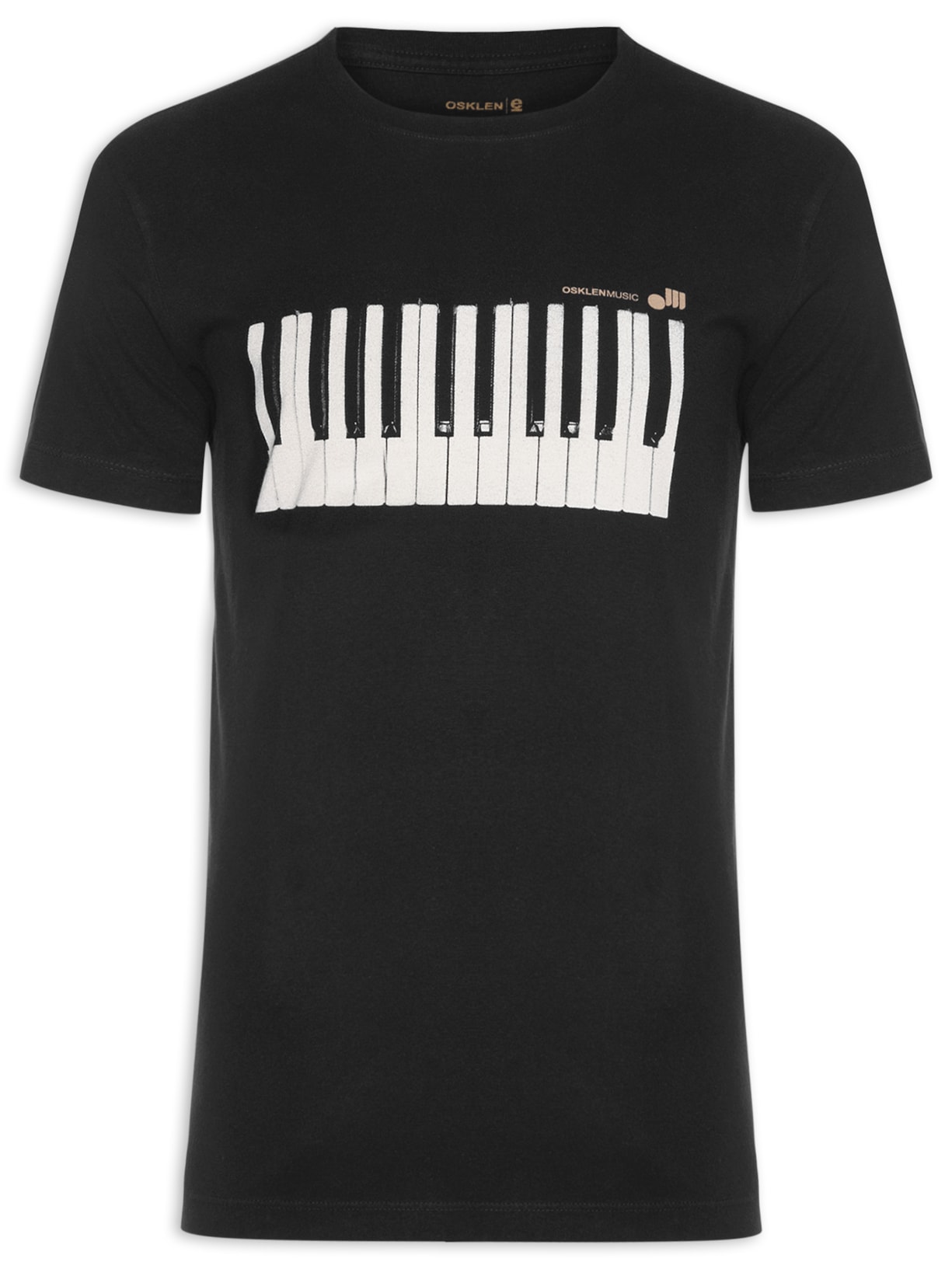 Camiseta Masculina Manga Curta Vintage Piano - Preto