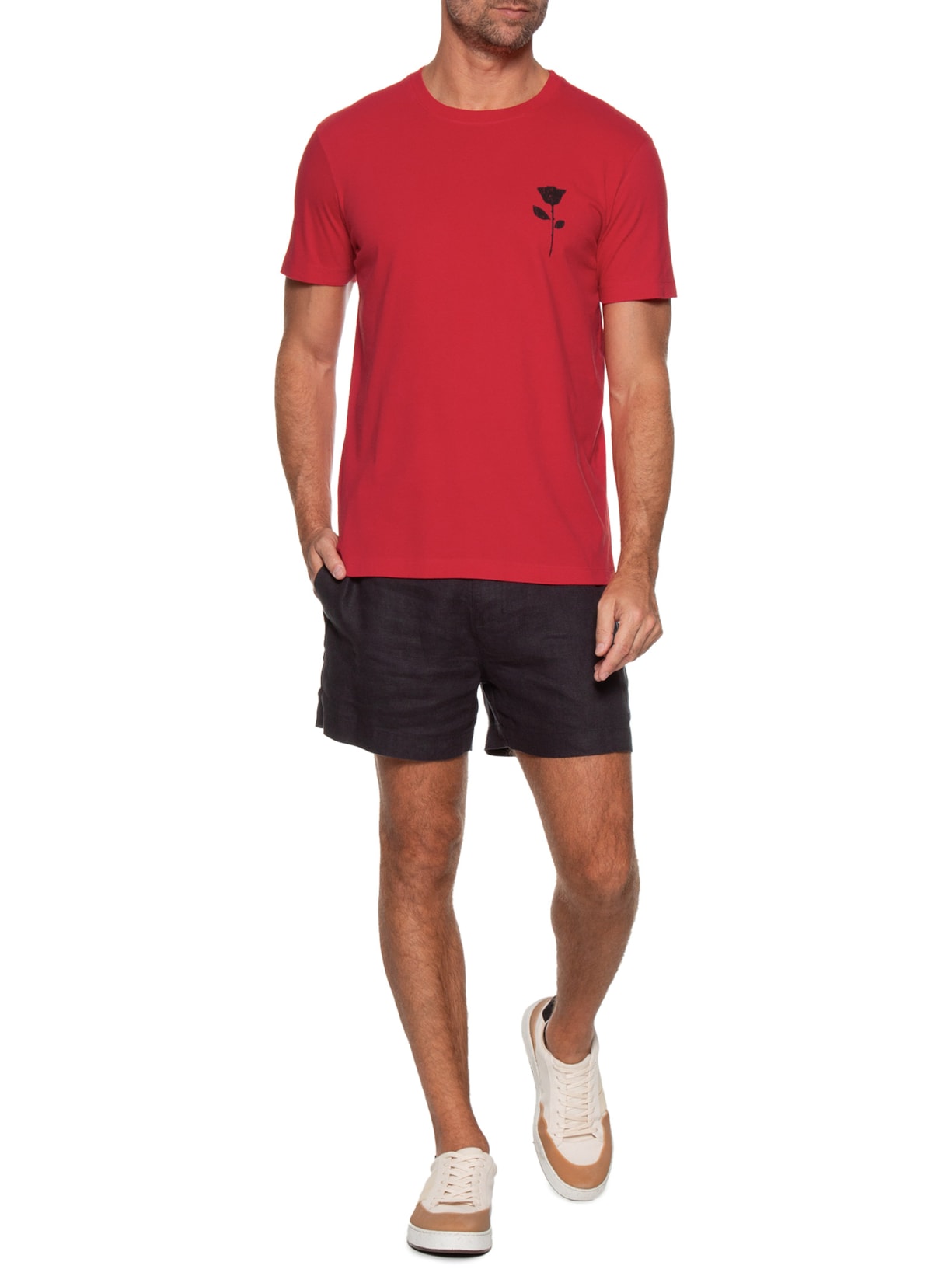 Camiseta Masculina Manga Curta Vintage Rose STC Vermelho Osklen