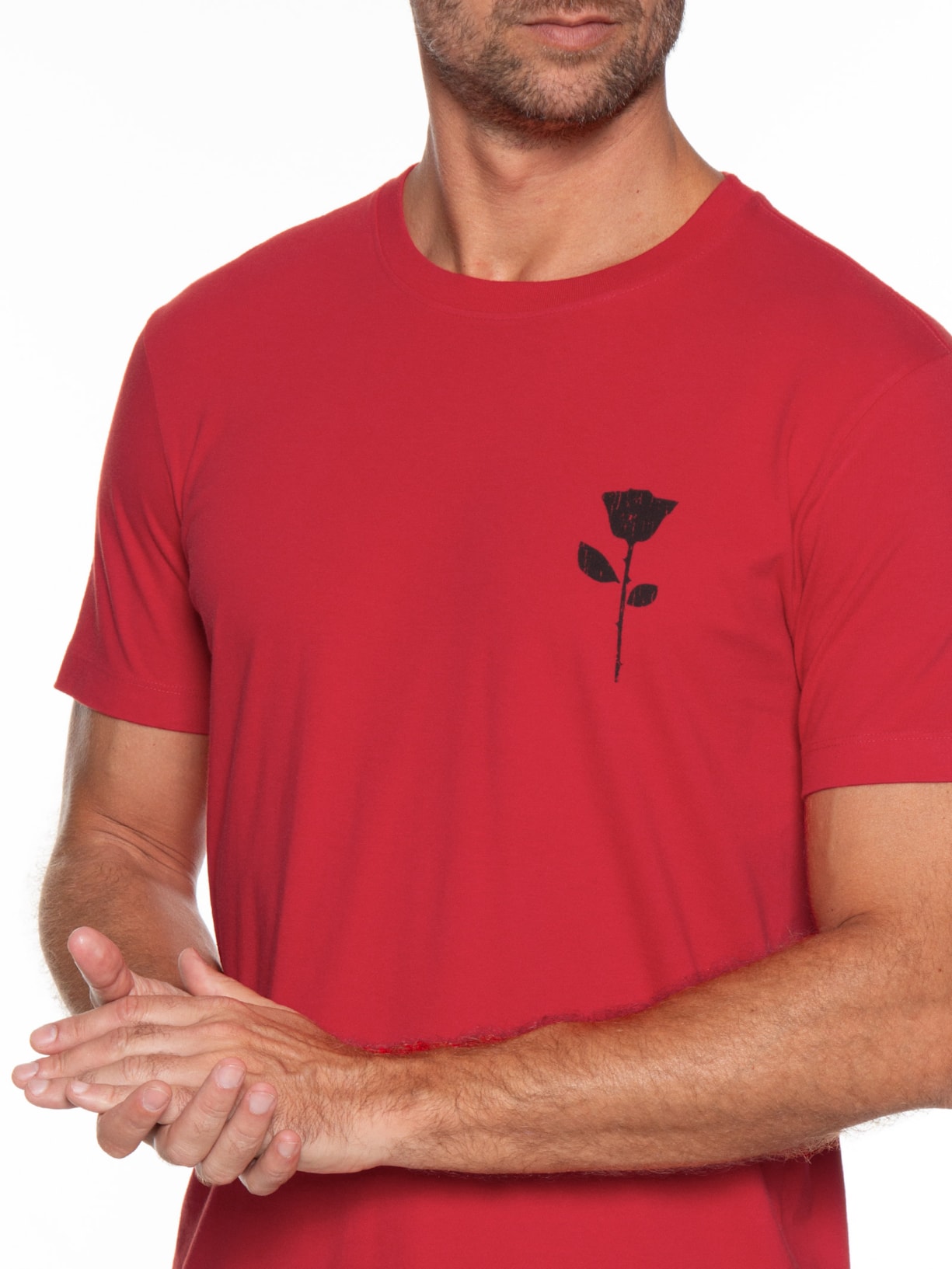 Camiseta Masculina Manga Curta Vintage Rose STC Vermelho Osklen