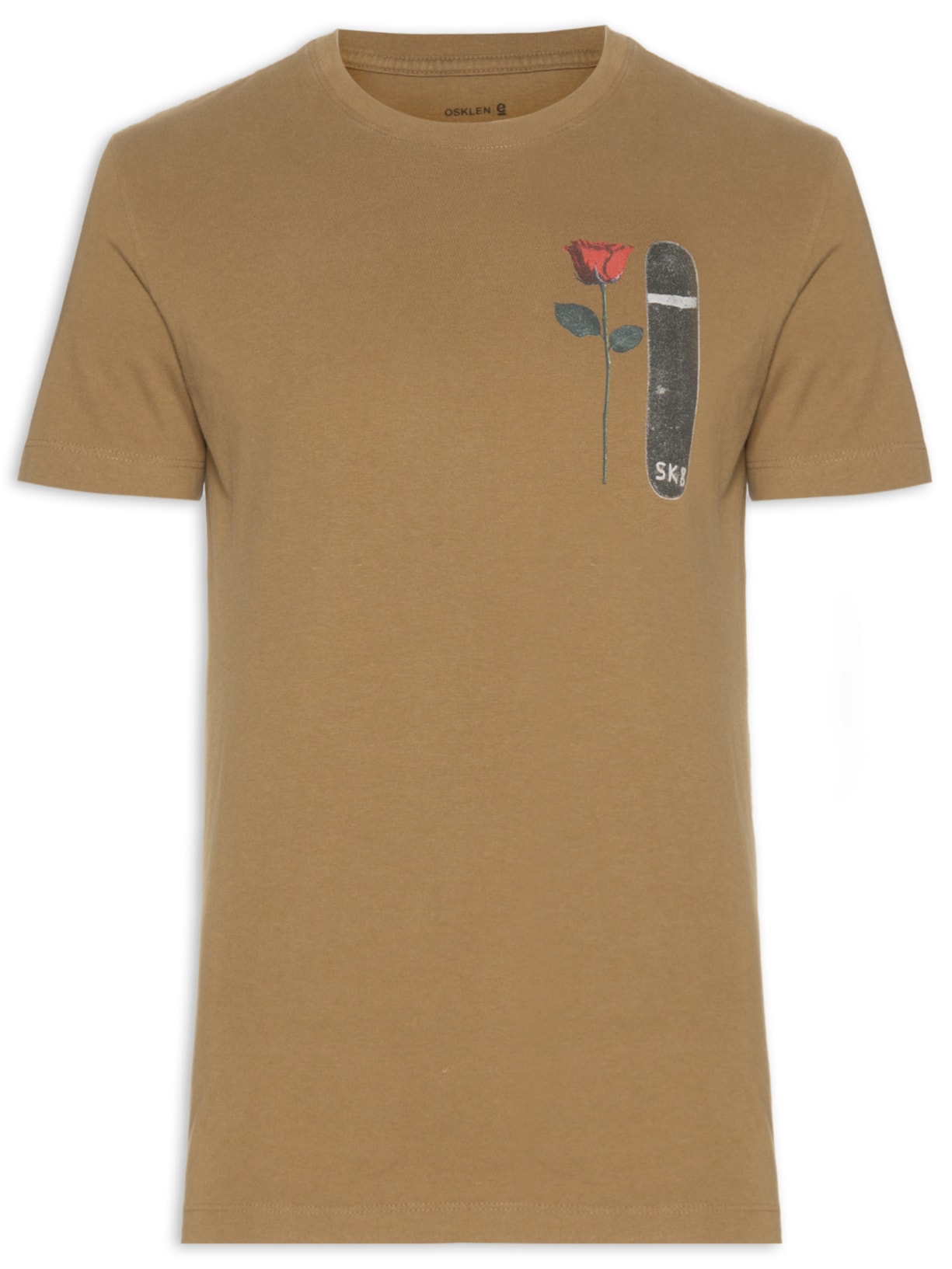 Camiseta Masculina Manga Curta Vintage Sk8 Rose - Marrom