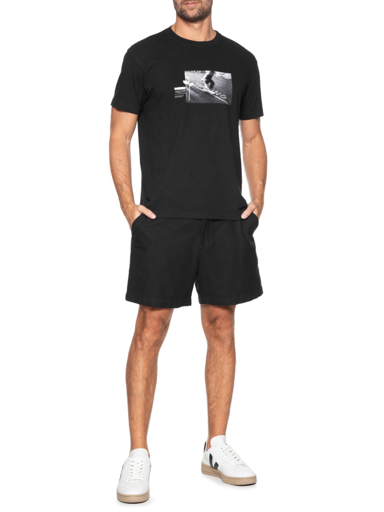 Camiseta Masculina Manga Curta Vintage Sk8 Rose Mc Preto Osklen