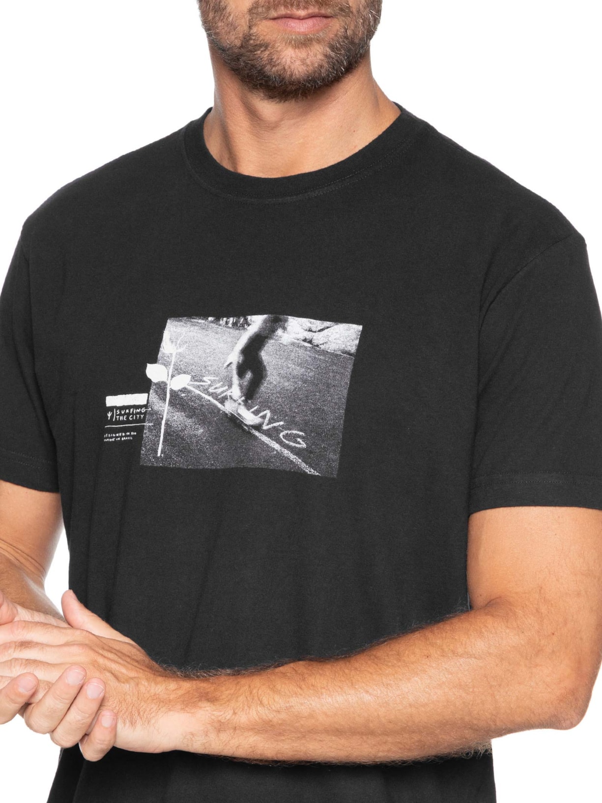 Camiseta Masculina Manga Curta Vintage Sk8 Rose Mc Preto Osklen