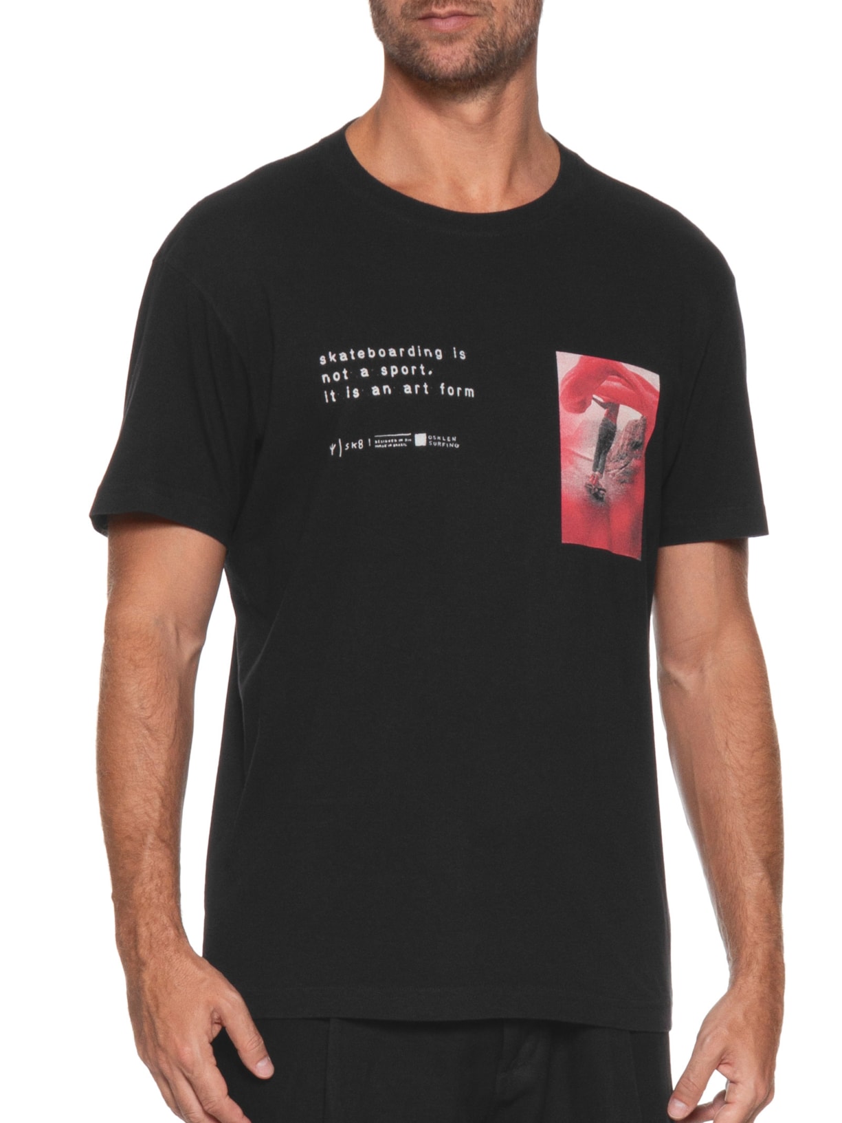 Camiseta Masculina Manga Curta Vintage SK82 Preto Osklen