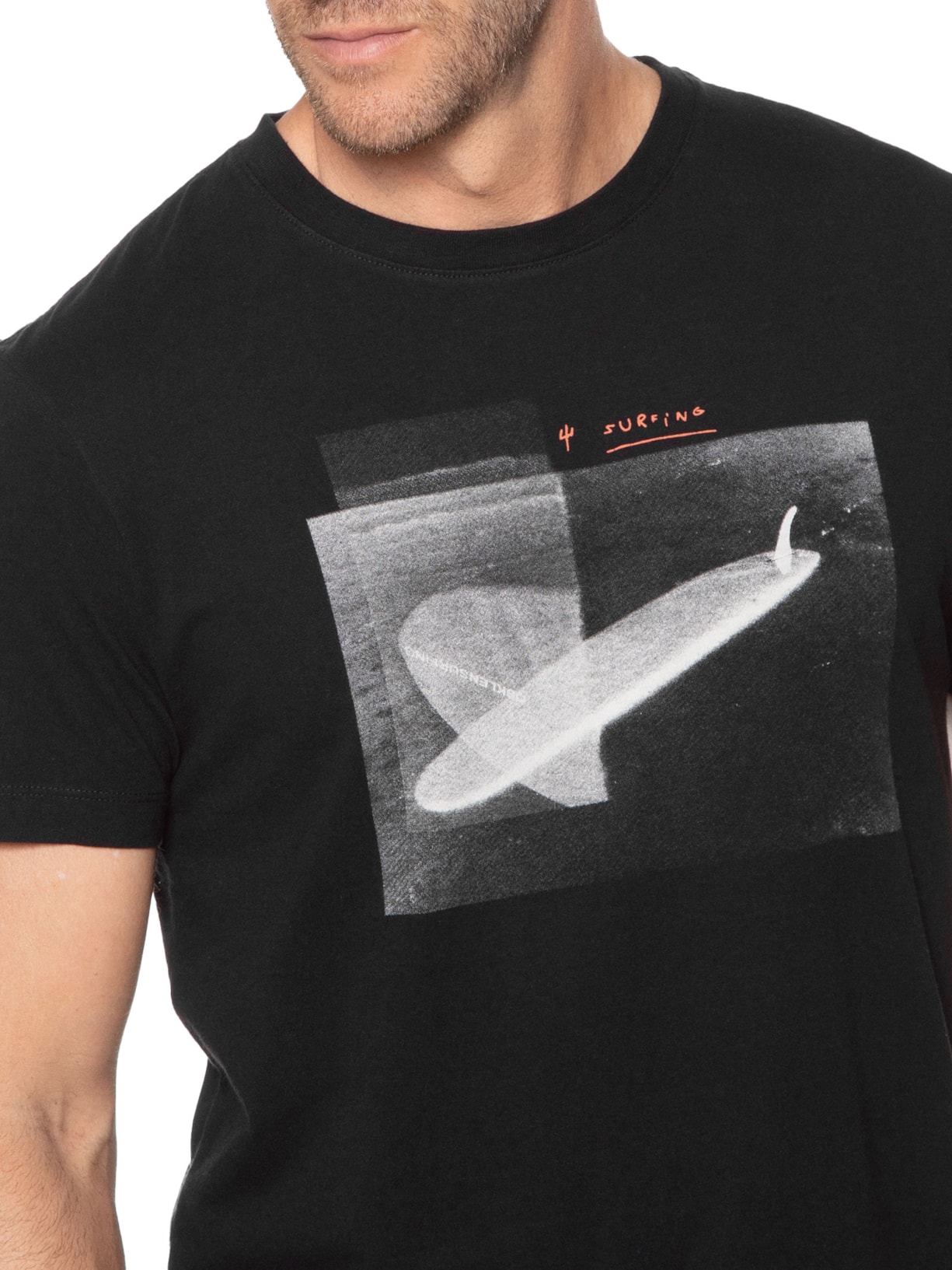 Camiseta Masculina Manga Curta Vintage Surf Longboard Preto Osklen