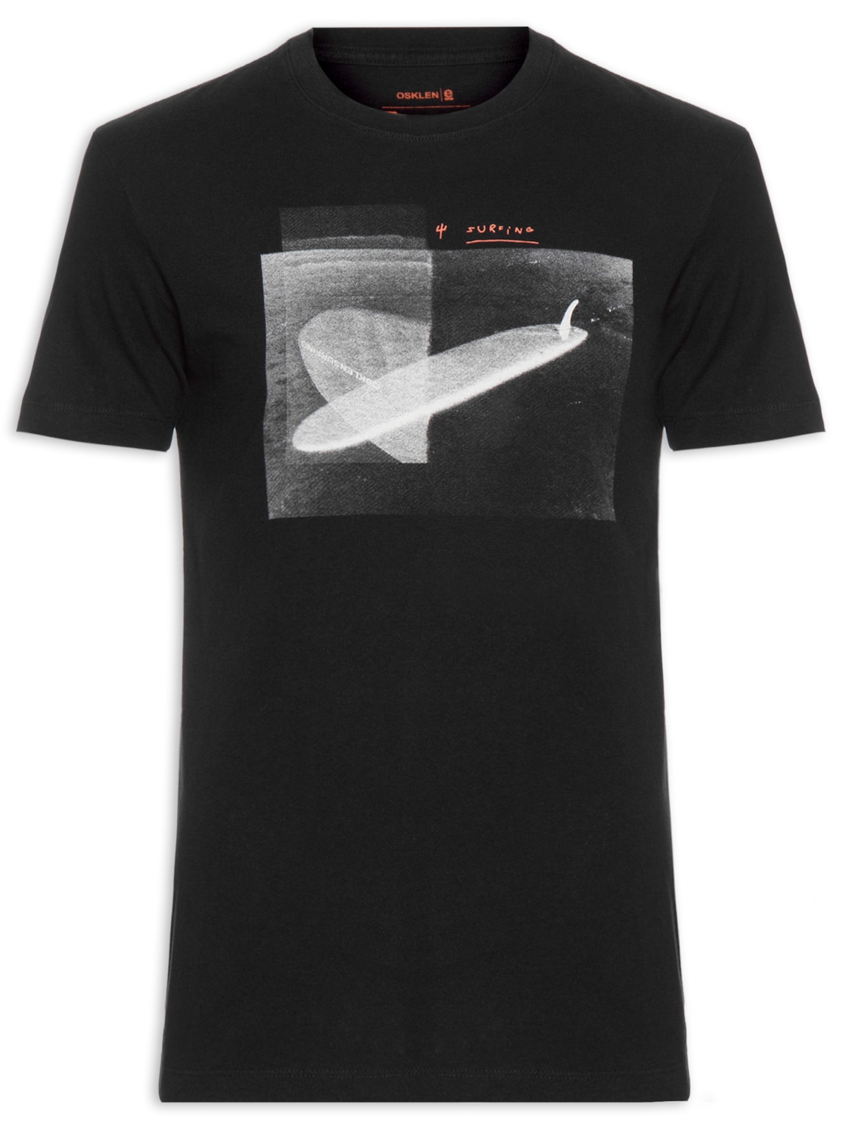 Camiseta Masculina Manga Curta Vintage Surf Longboard - Preto