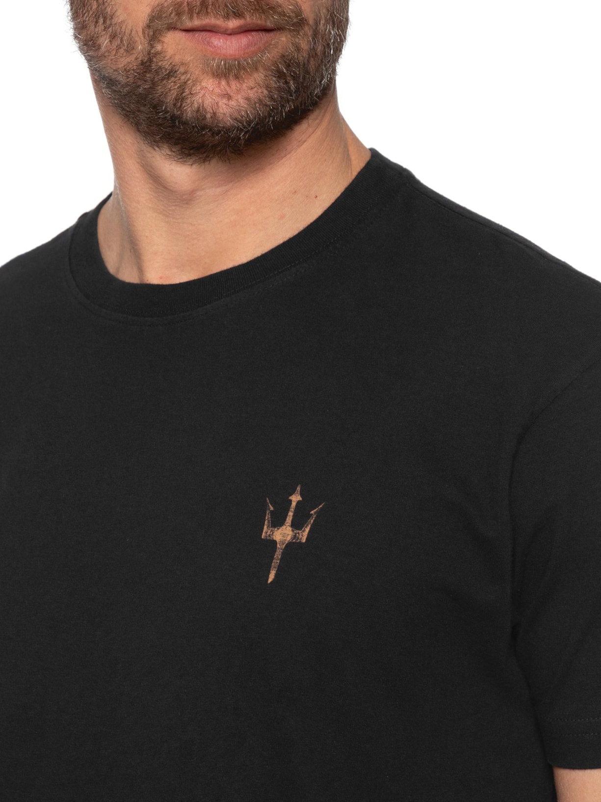 Camiseta Masculina Manga Curta Vintage Tridente Preto Osklen