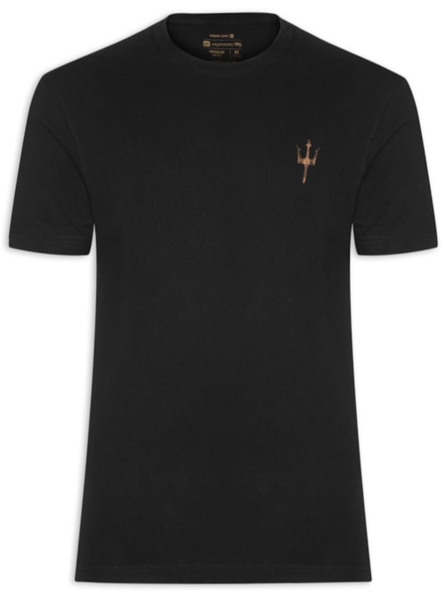 Camiseta Masculina Manga Curta Vintage Tridente - Preto