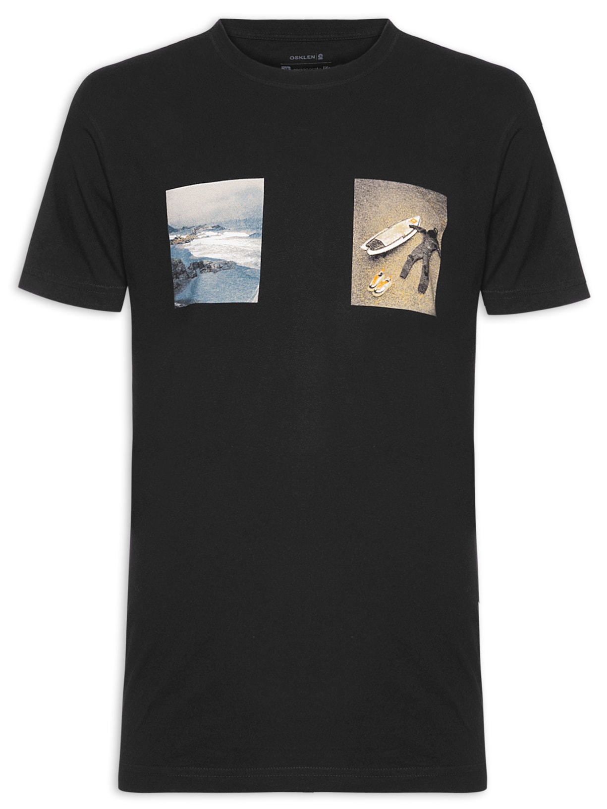 Camiseta Masculina Manga Curta Vintage Winter Surf - Preto