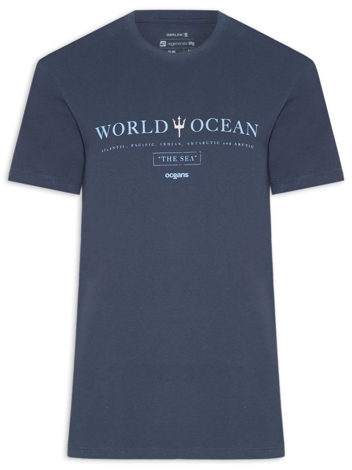 Camiseta Masculina Manga Curta Vintage World Ocean - Azul