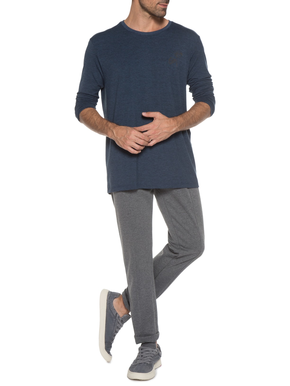 Camiseta Masculina Manga Longa Azul Melty Rj