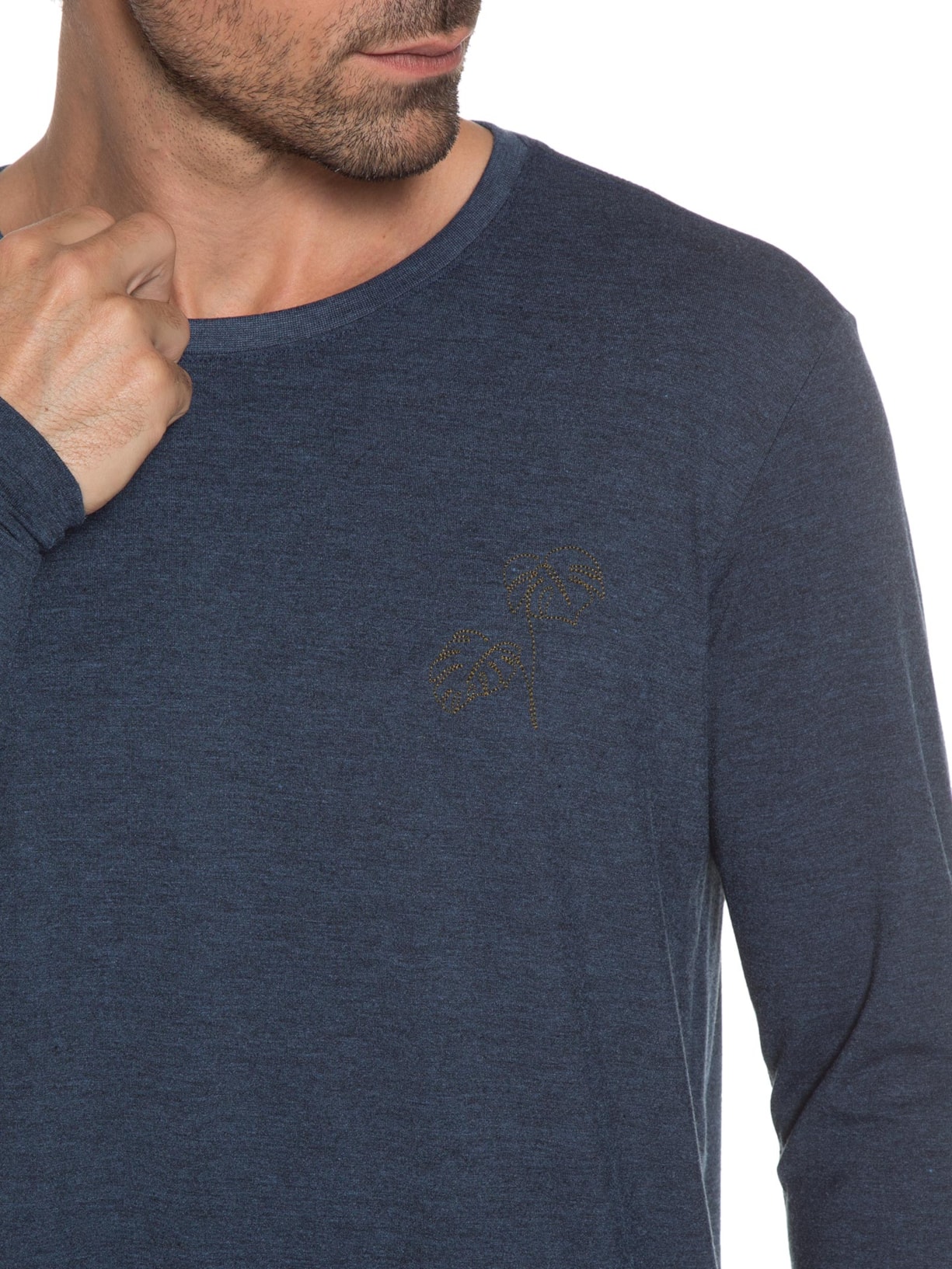 Camiseta Masculina Manga Longa Azul Melty Rj