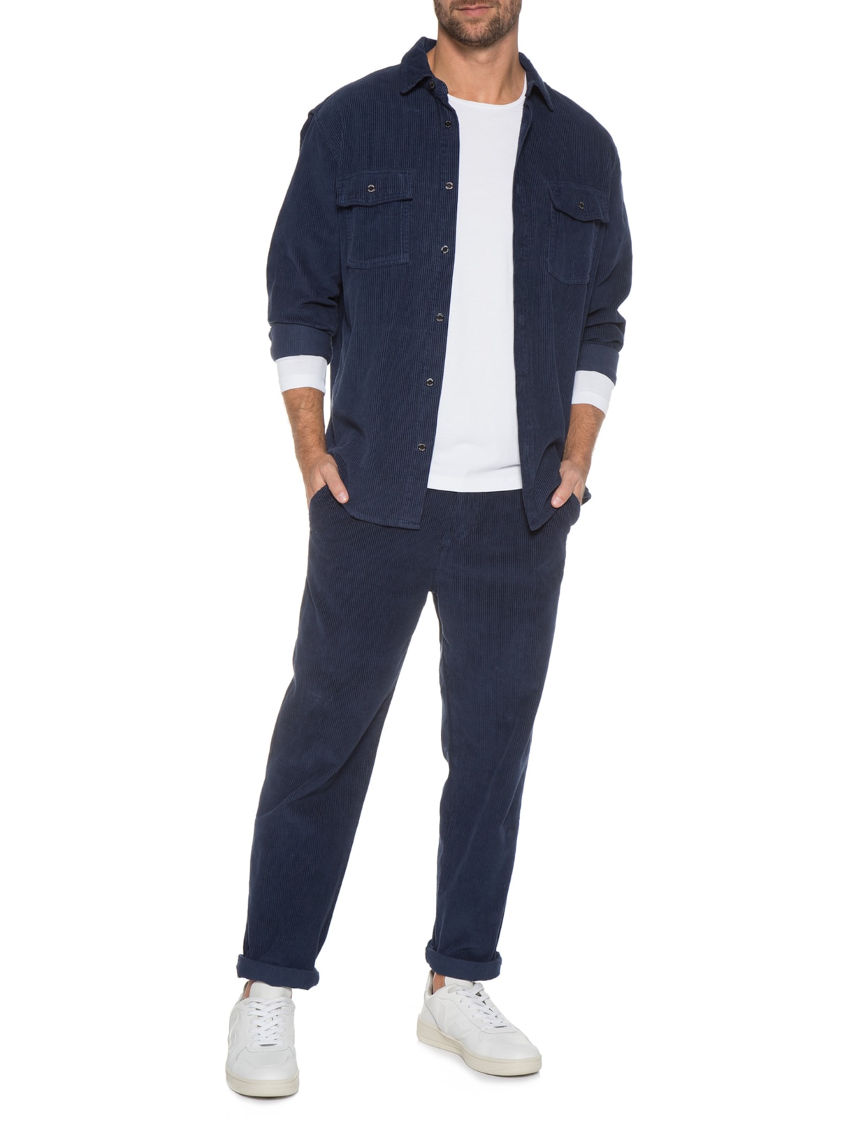 Camiseta Masculina Manga Longa Basic Egyptian Branco Urbô