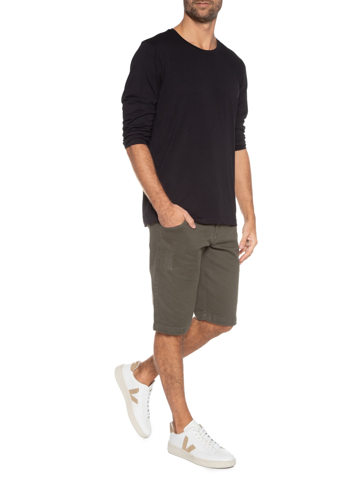 Camiseta Masculina Manga Longa Basic Egyptian Preto Urbô