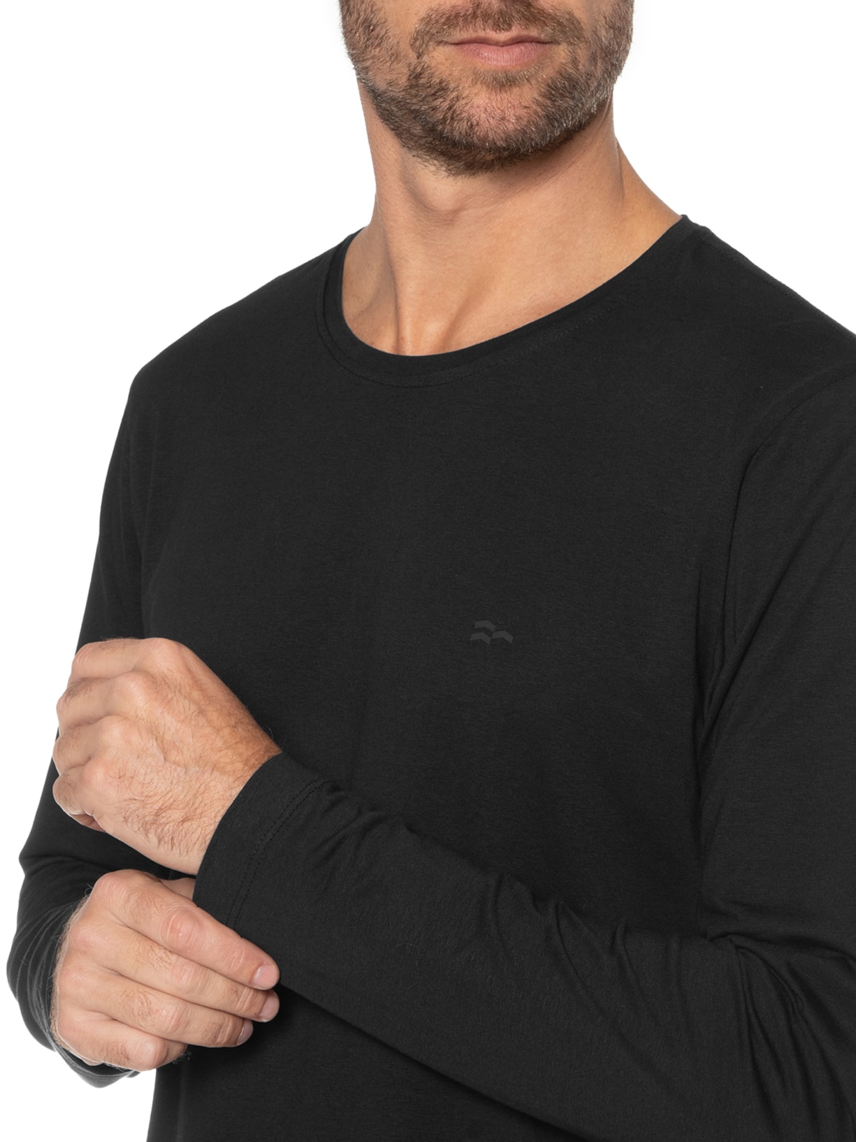 Camiseta Masculina Manga Longa Basic Egyptian Preto Urbô