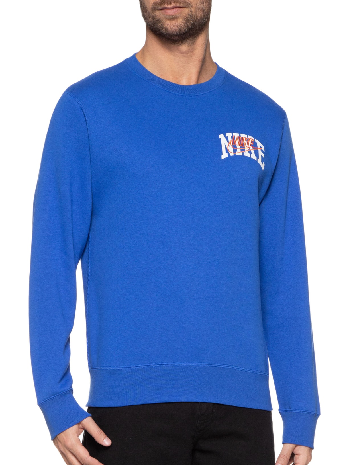 Camiseta Masculina Manga Longa Club Bb Crew Azul Nike