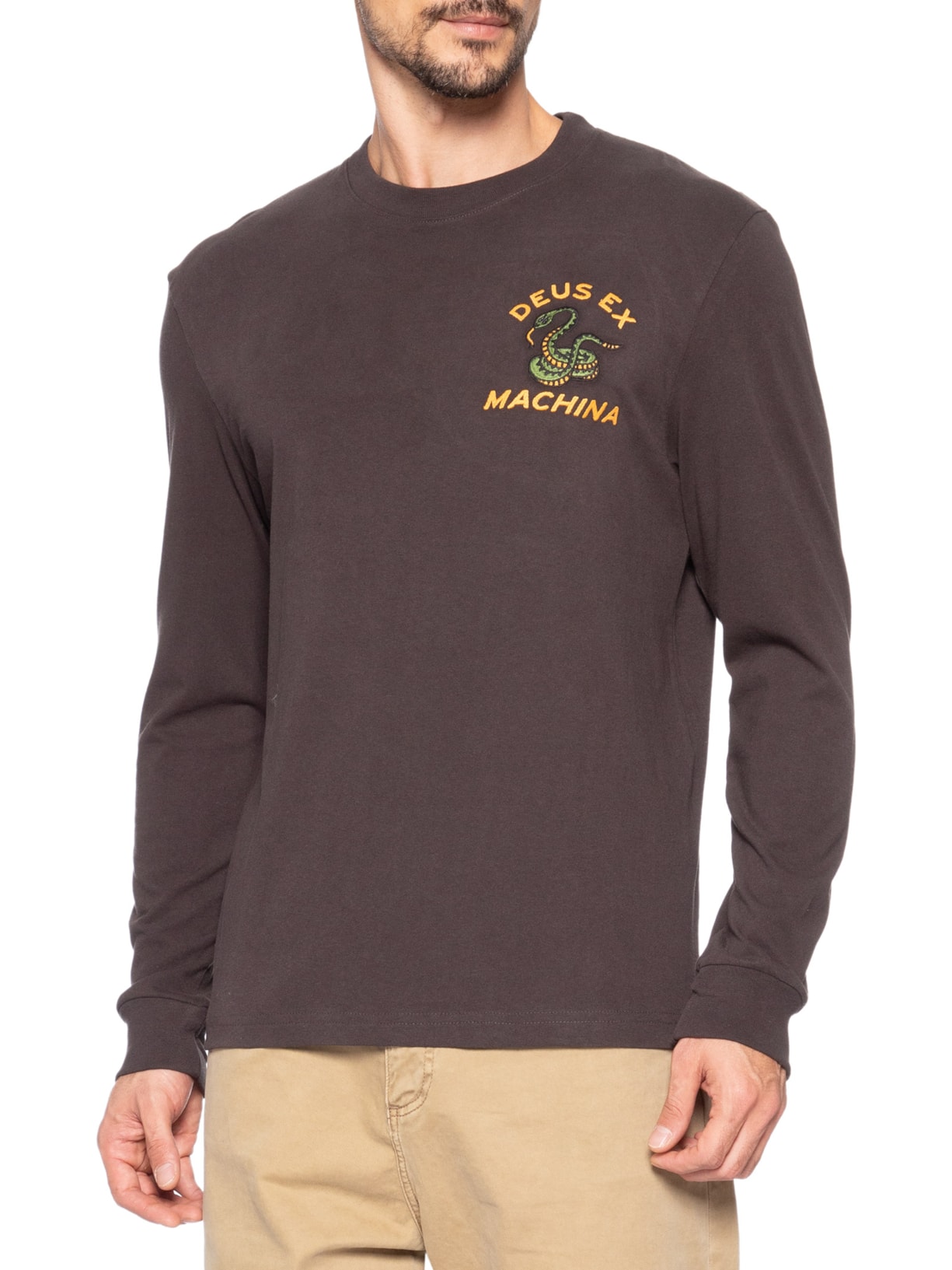 Camiseta Masculina Manga Longa Danger Noodle Cinza Deus Ex Machina
