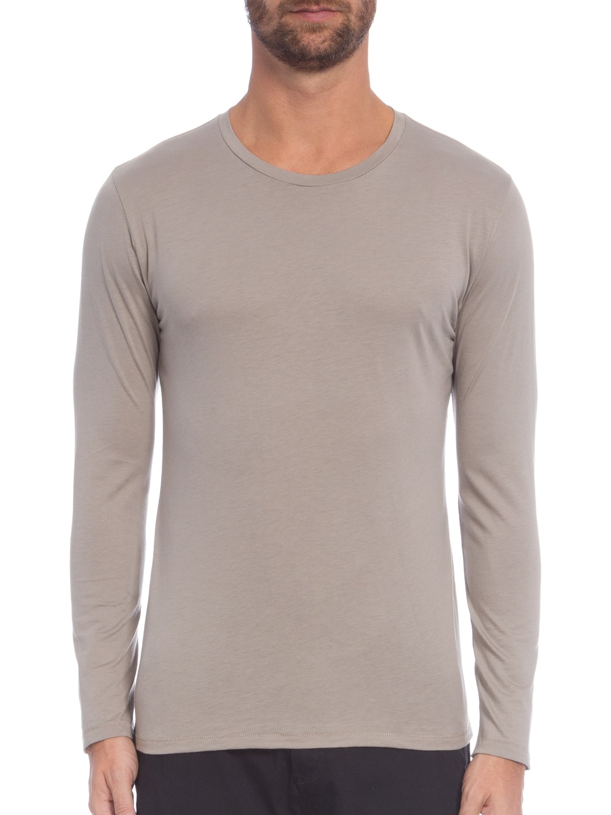 Camiseta Masculina Manga Longa Decote Careca Regular Fit Algodão Pima Cinza '2 Essential