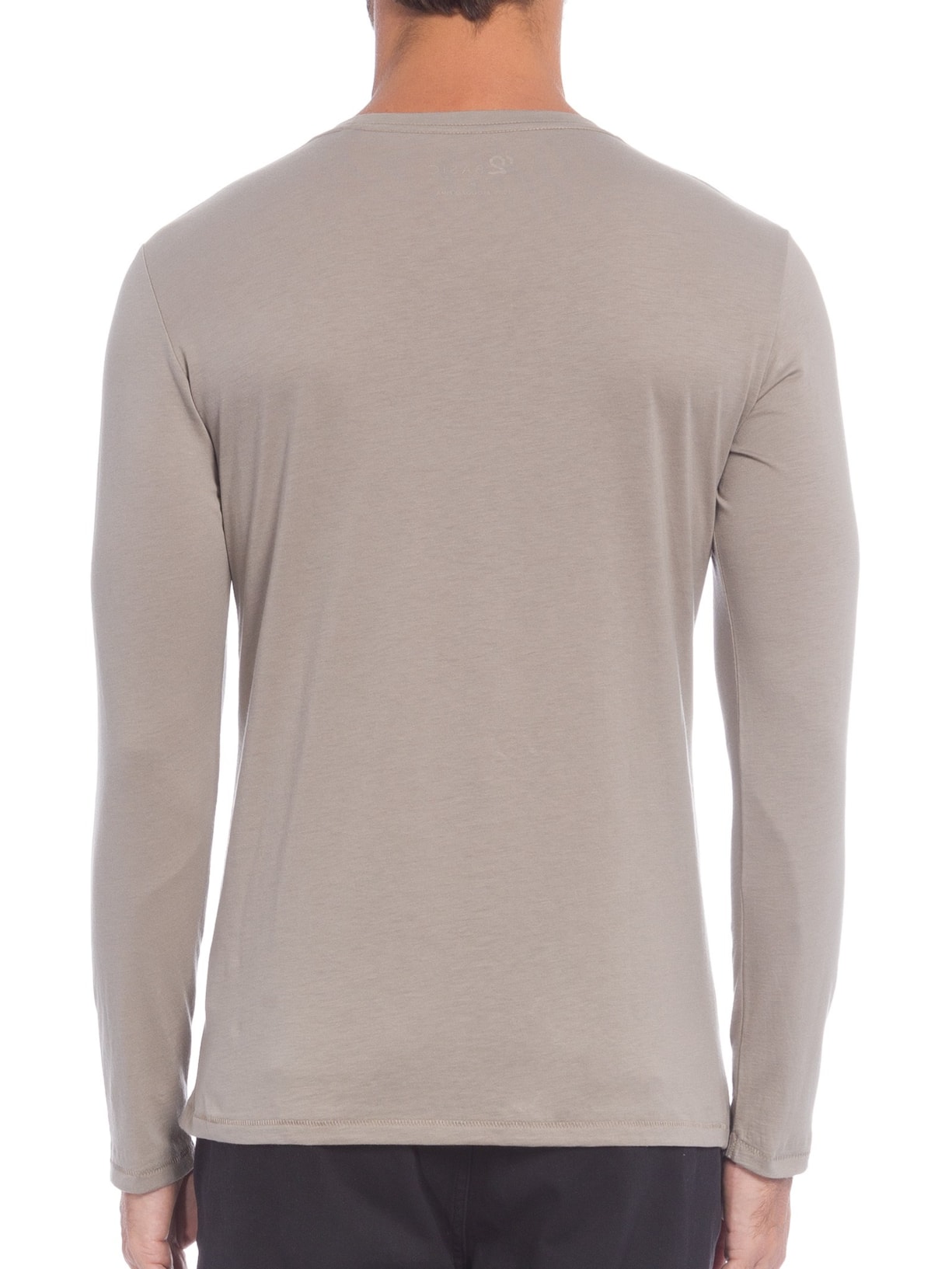 Camiseta Masculina Manga Longa Decote Careca Regular Fit Algodão Pima Cinza '2 Essential