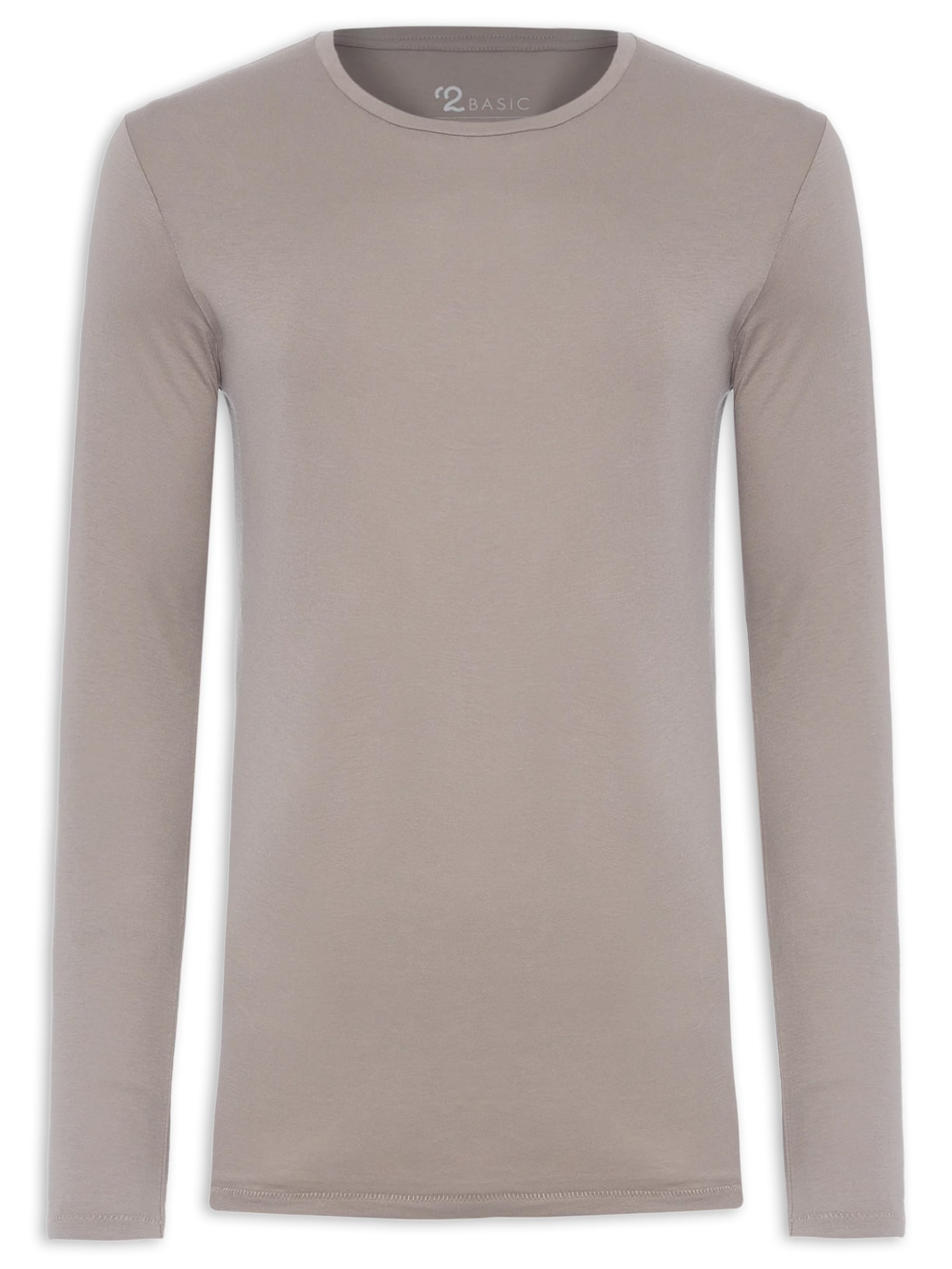 Camiseta Masculina Manga Longa Decote Careca Regular Fit Algodão Pima - Cinza