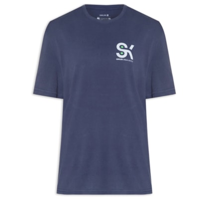 Camiseta Masculina Manga Longa Gola Careca Sk8 - Azul